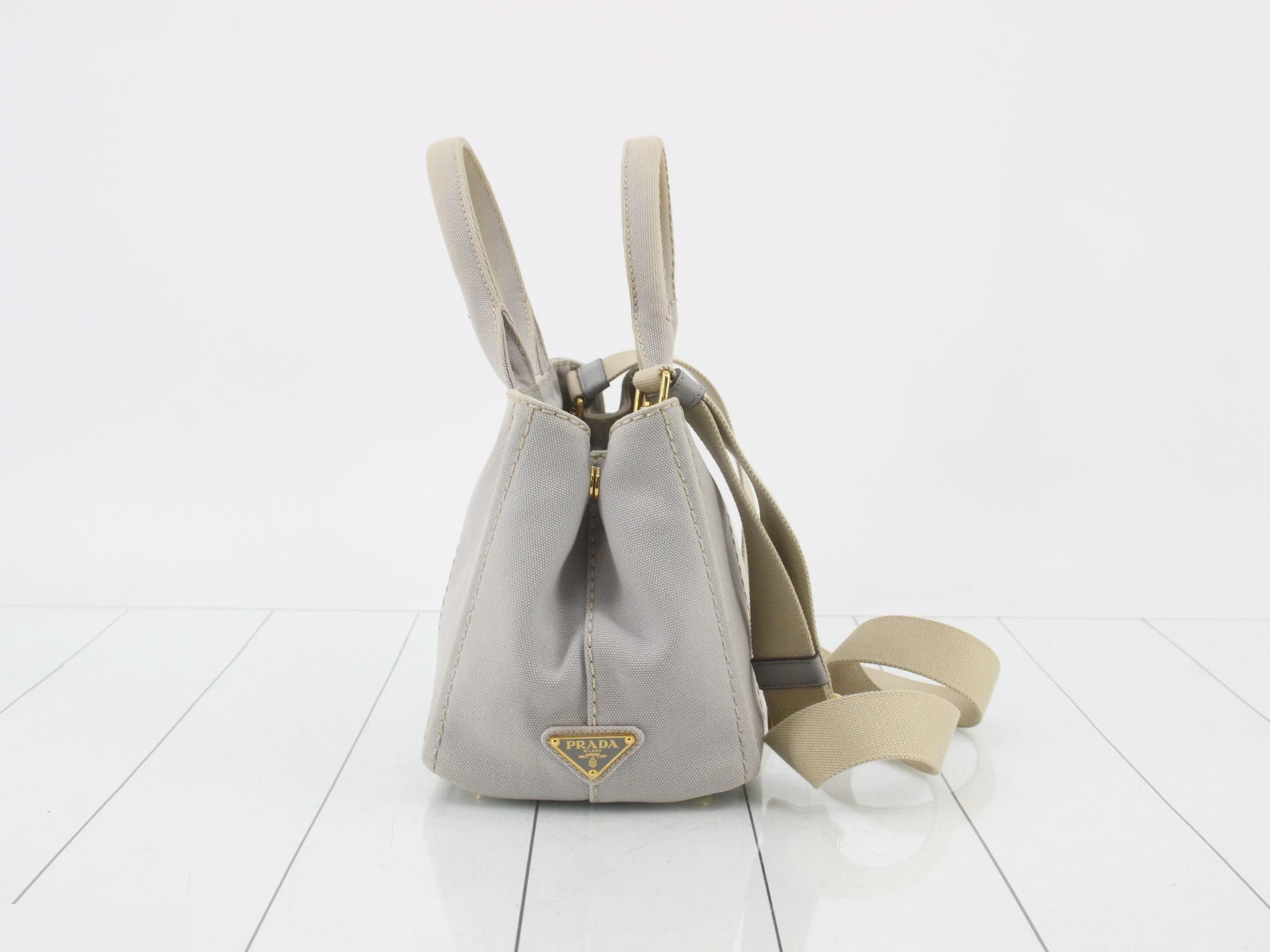 Denim Canapa Tote Bag, Gray, Gold Hardware, Includes Shoulder Strap, Card Holder, and Dust Bag — view 4