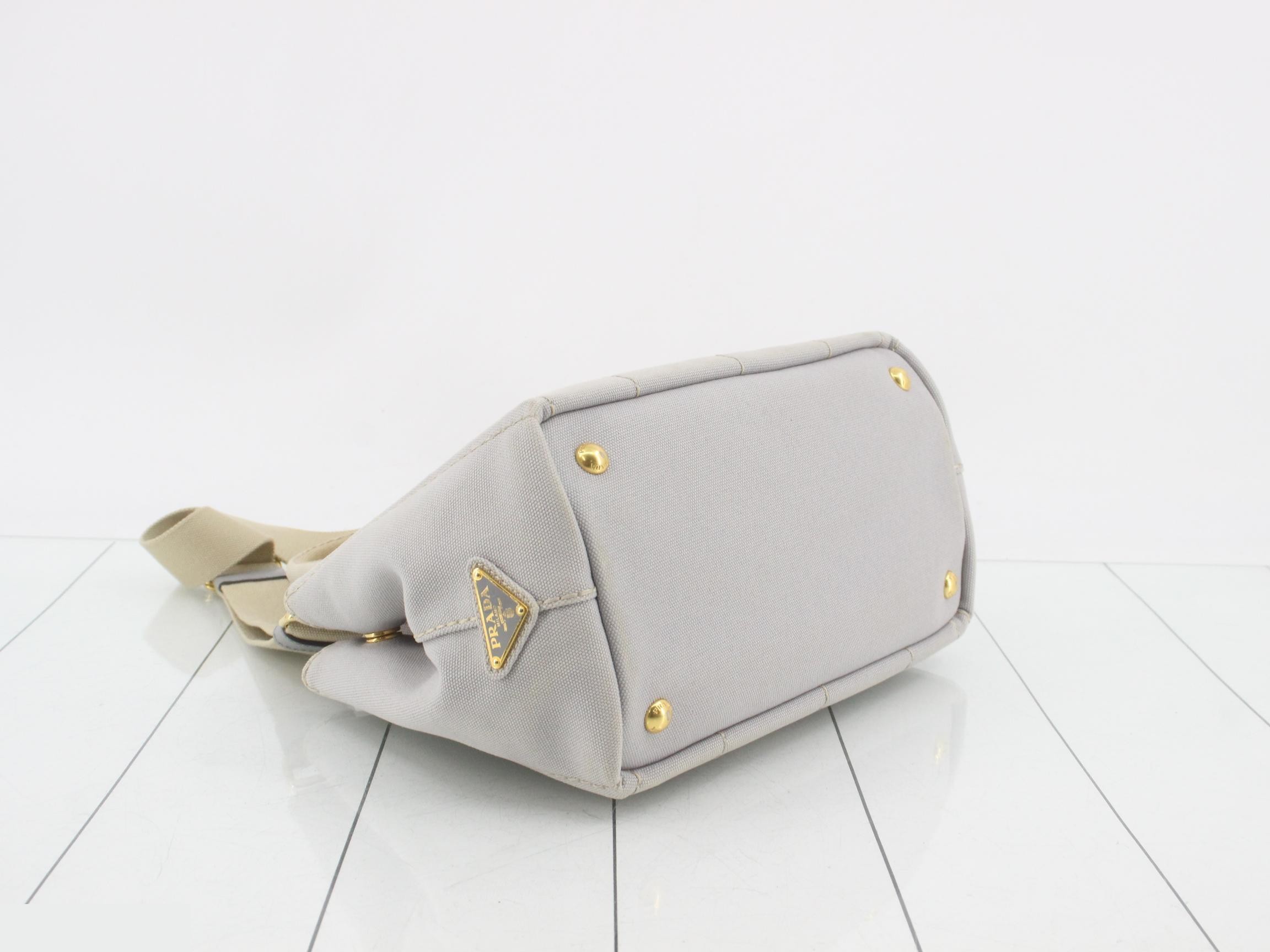 Denim Canapa Tote Bag, Gray, Gold Hardware, Includes Shoulder Strap, Card Holder, and Dust Bag — view 5