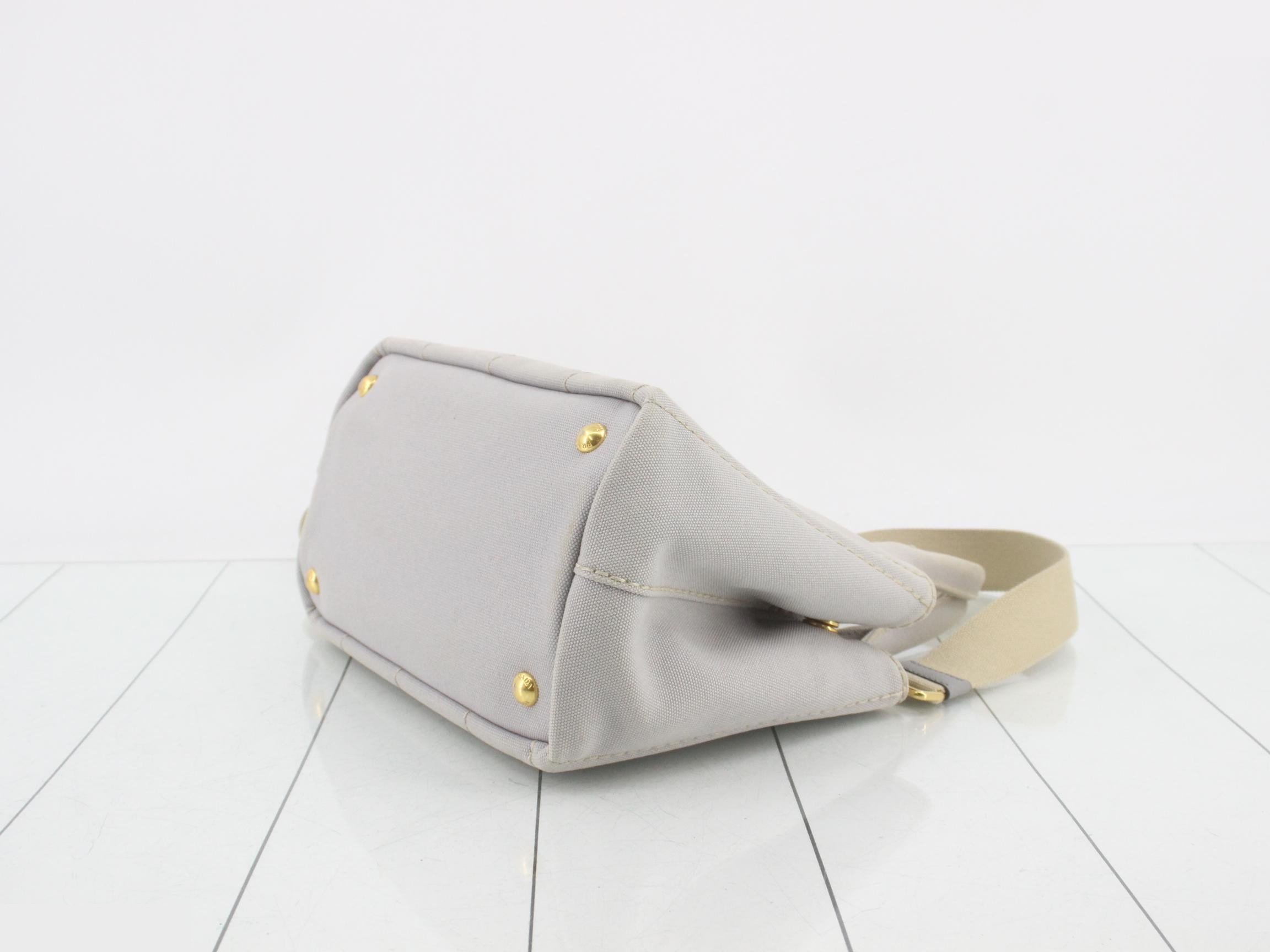 Denim Canapa Tote Bag, Gray, Gold Hardware, Includes Shoulder Strap, Card Holder, and Dust Bag — view 6