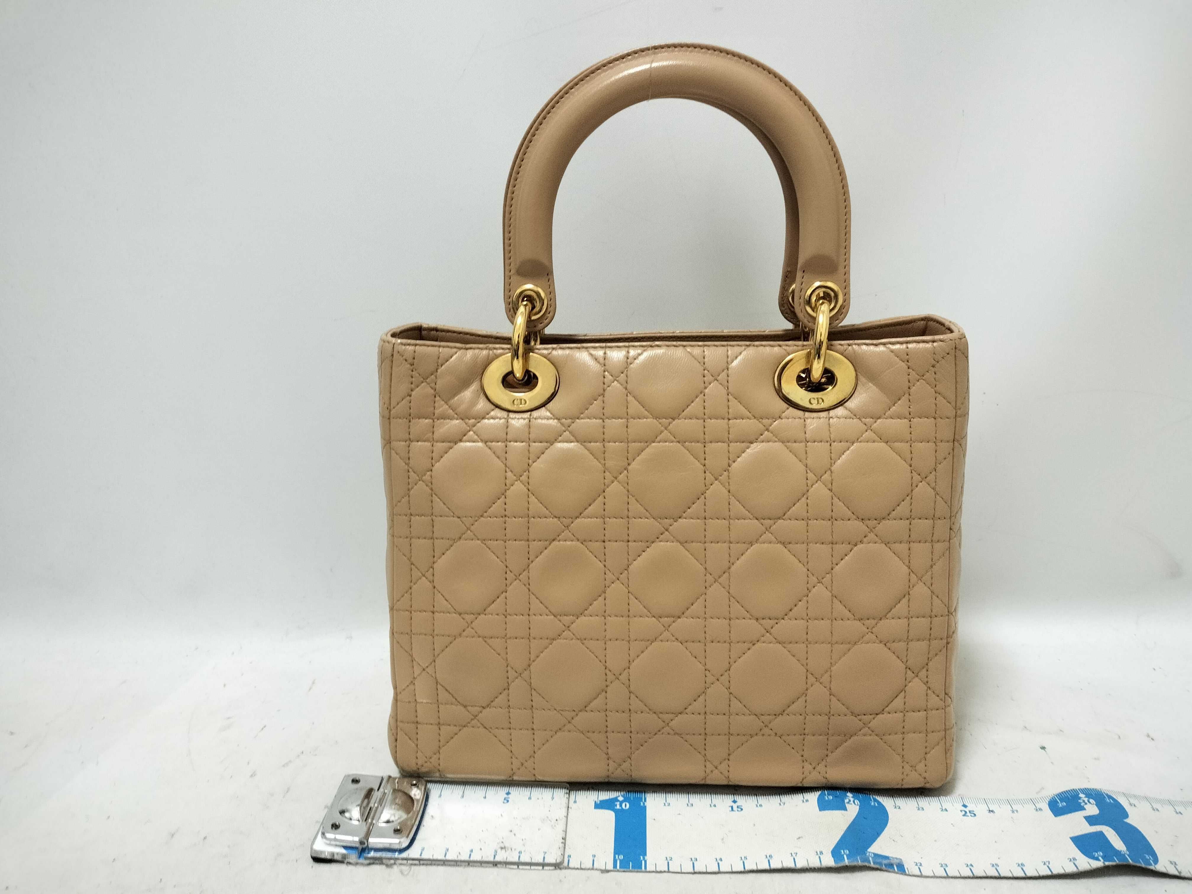 Lady Dior Christian Lady Cannage Leather Handbag Beige Handbag — view 2