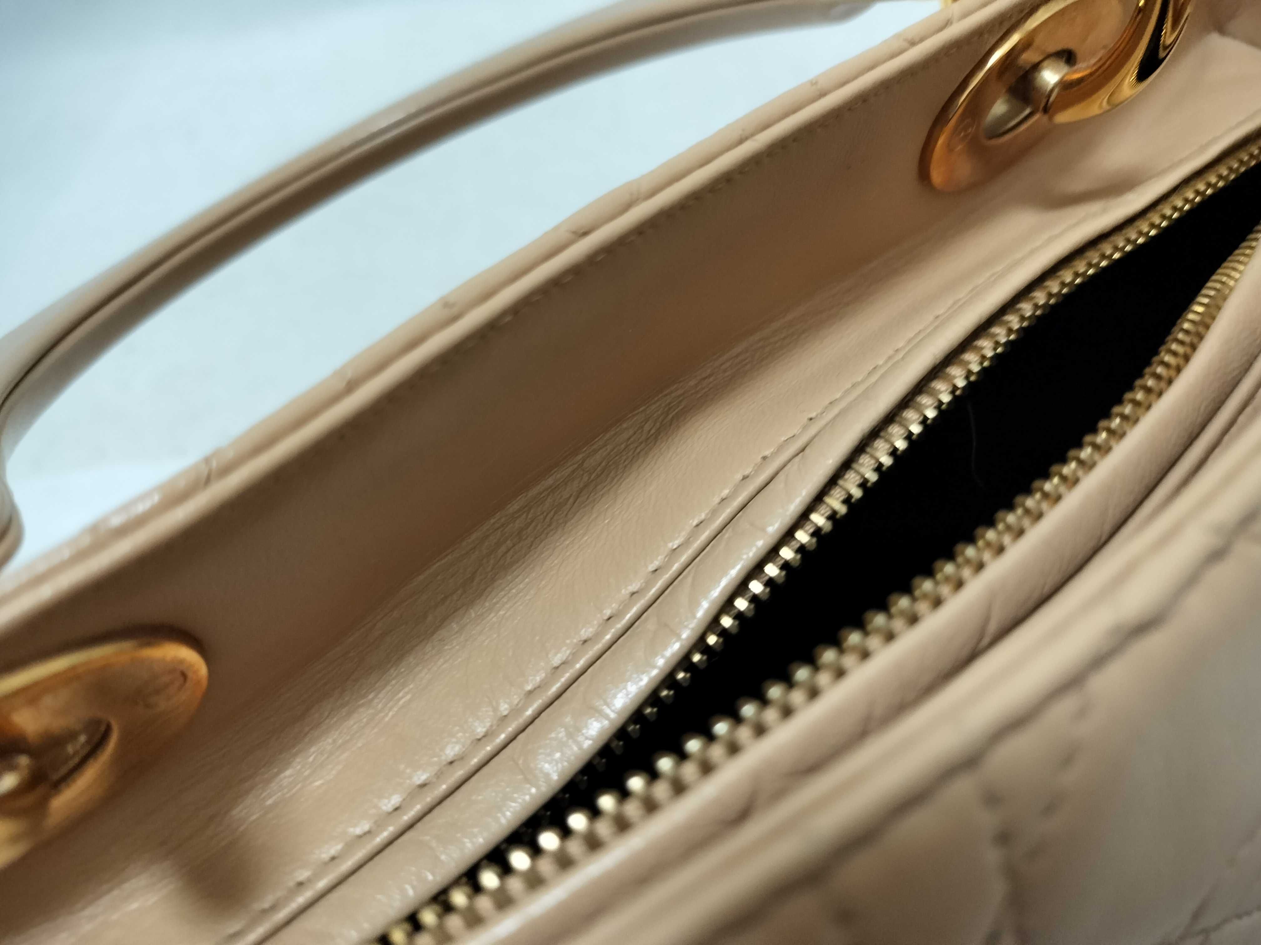 Lady Dior Christian Lady Cannage Leather Handbag Beige Handbag — view 13