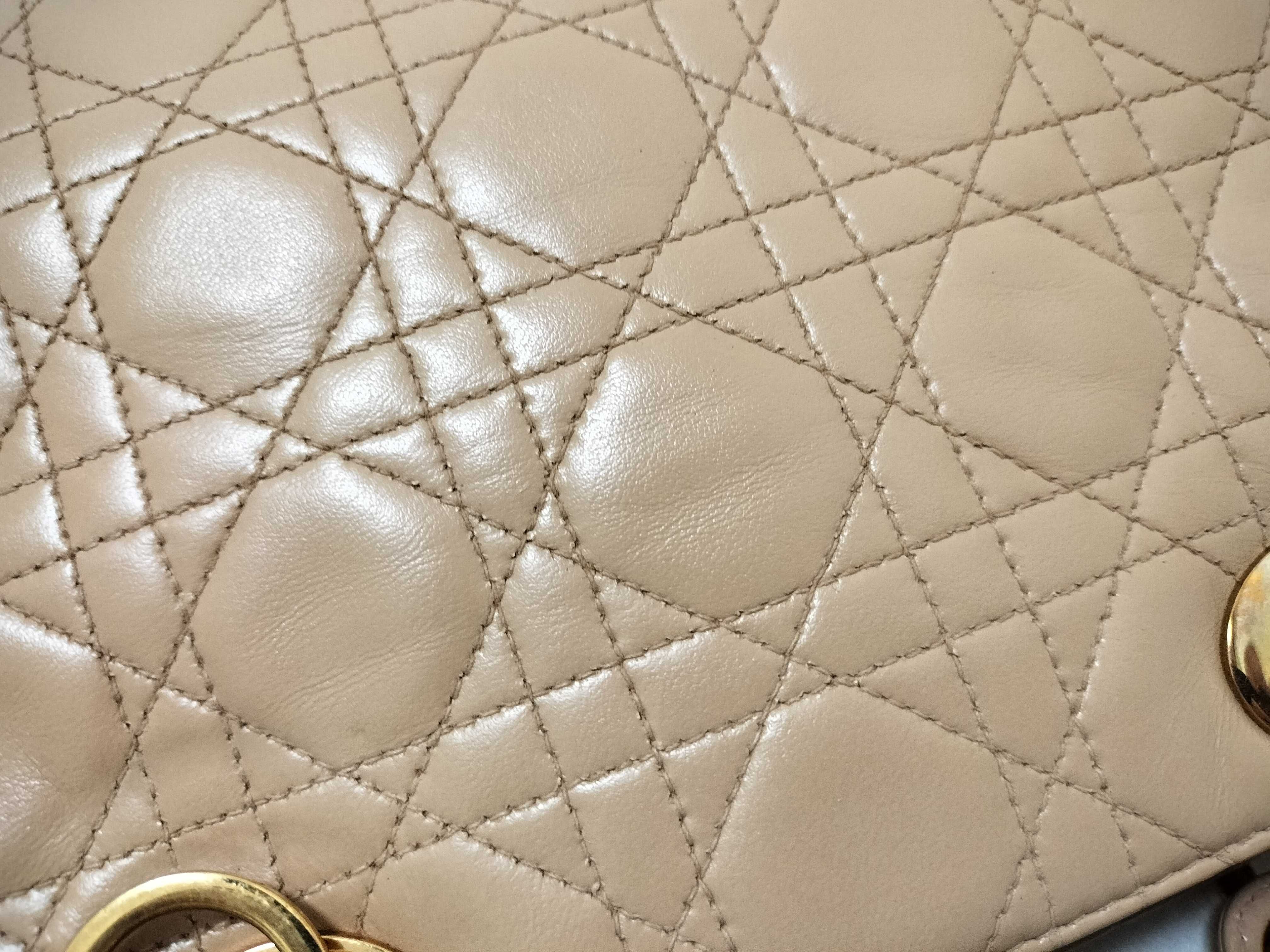 Lady Dior Christian Lady Cannage Leather Handbag Beige Handbag — view 14
