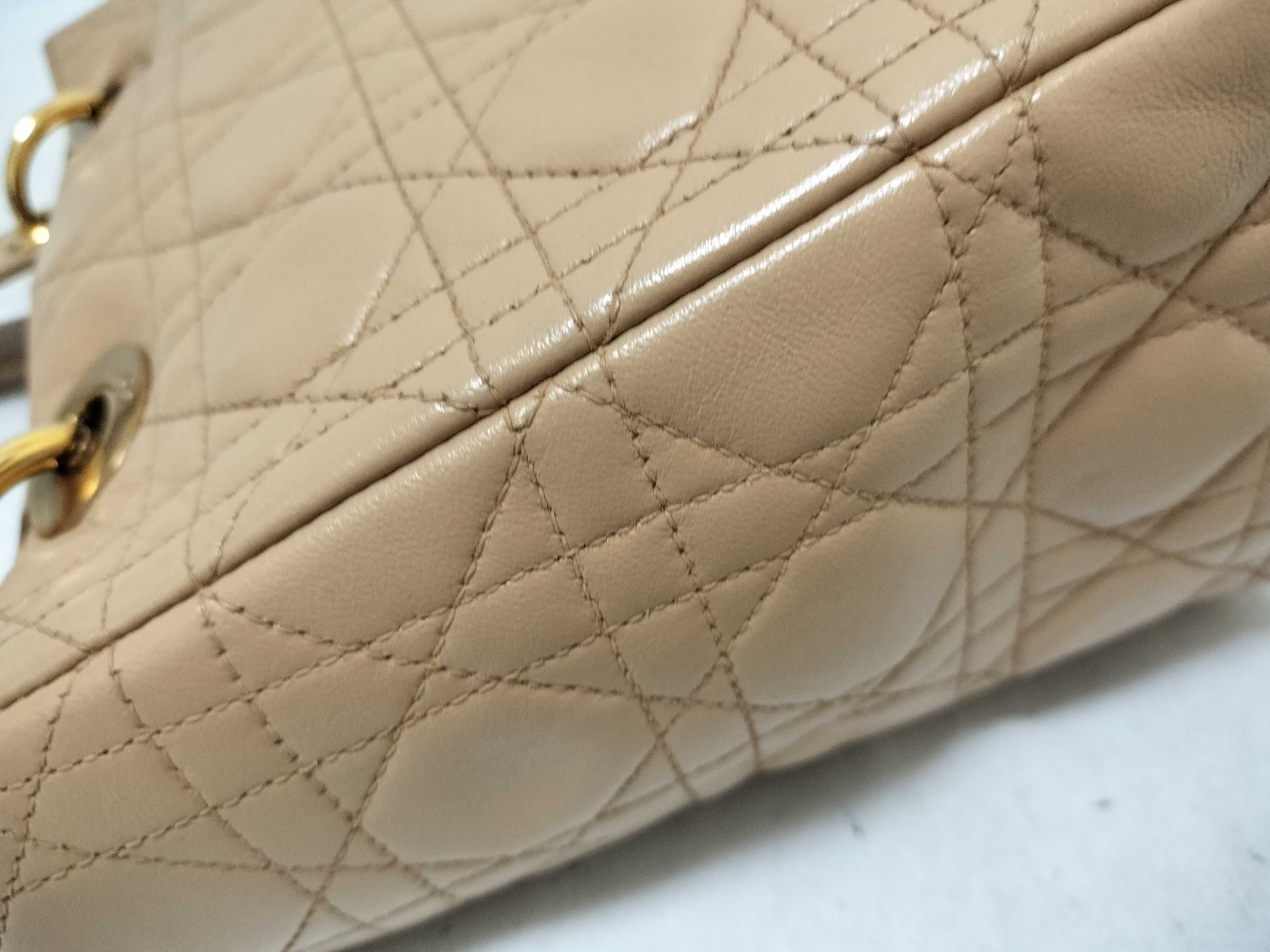 Lady Dior Christian Lady Cannage Leather Handbag Beige Handbag — view 15