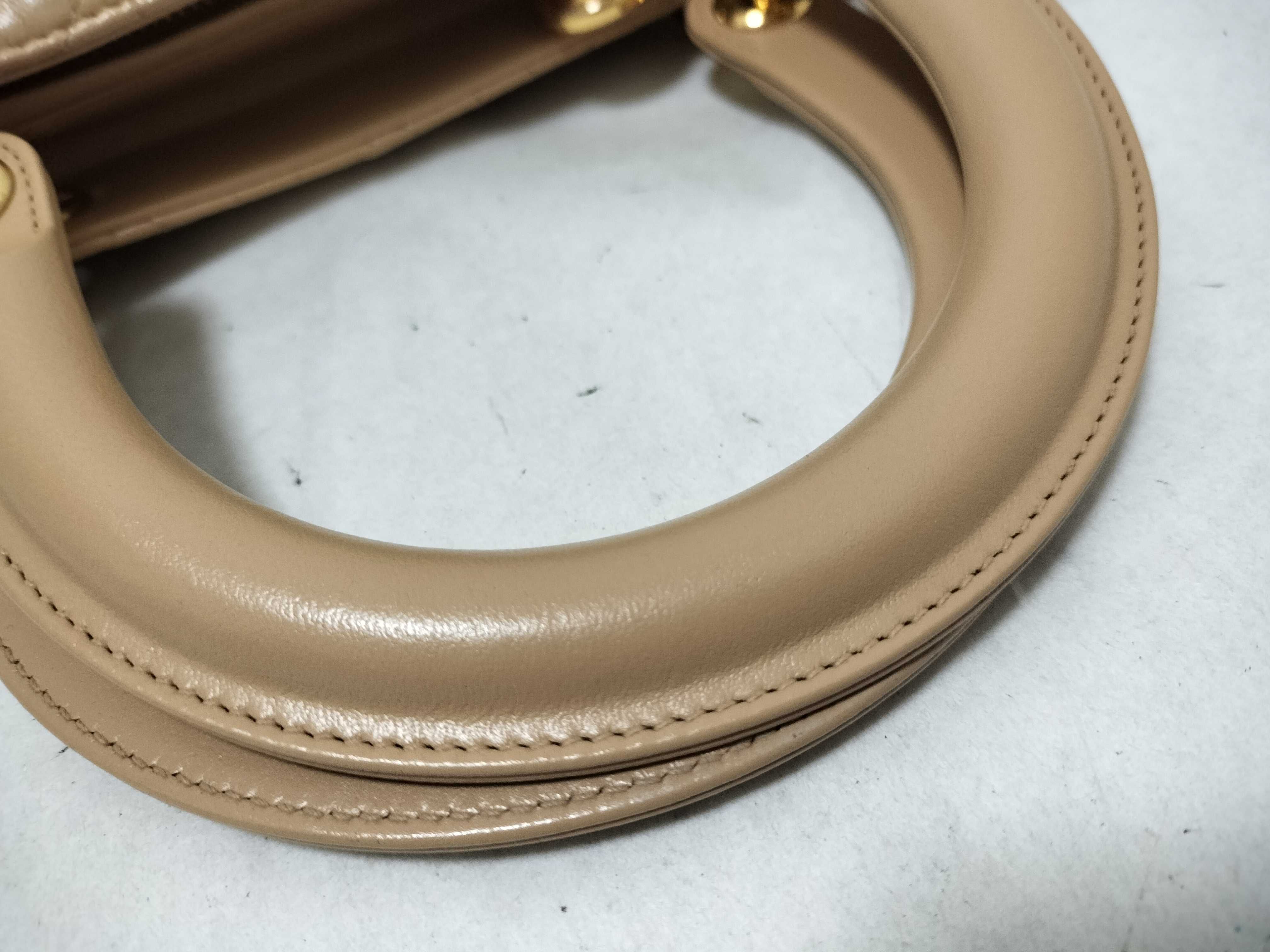 Lady Dior Christian Lady Cannage Leather Handbag Beige Handbag — view 4