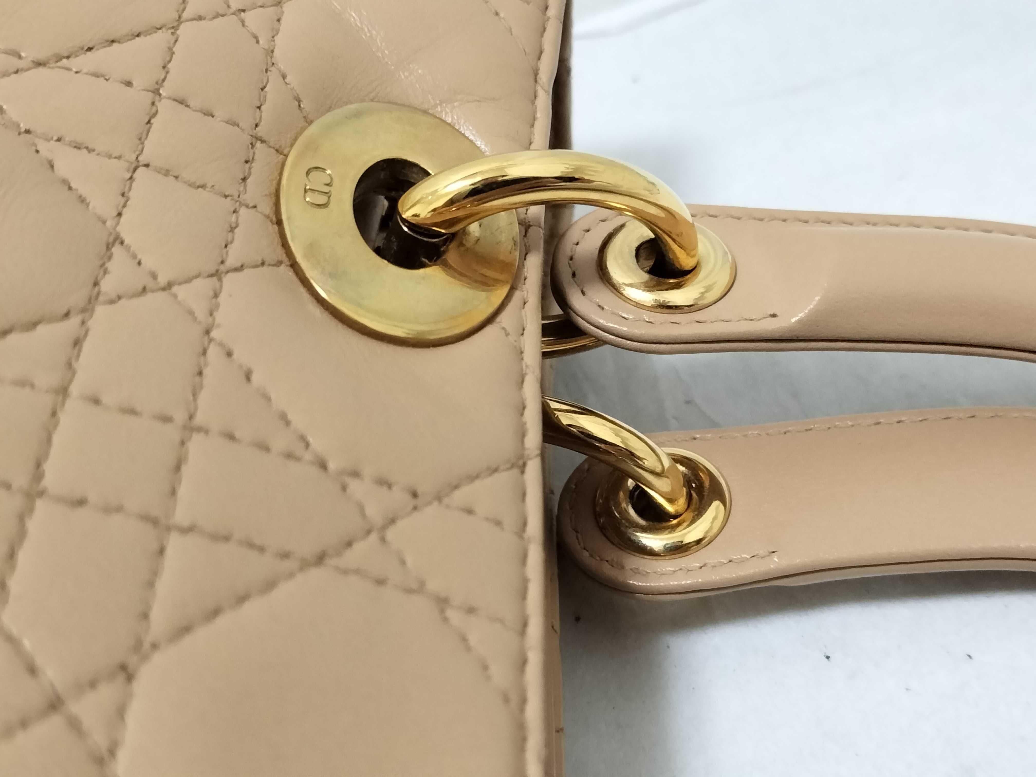 Lady Dior Christian Lady Cannage Leather Handbag Beige Handbag — view 5