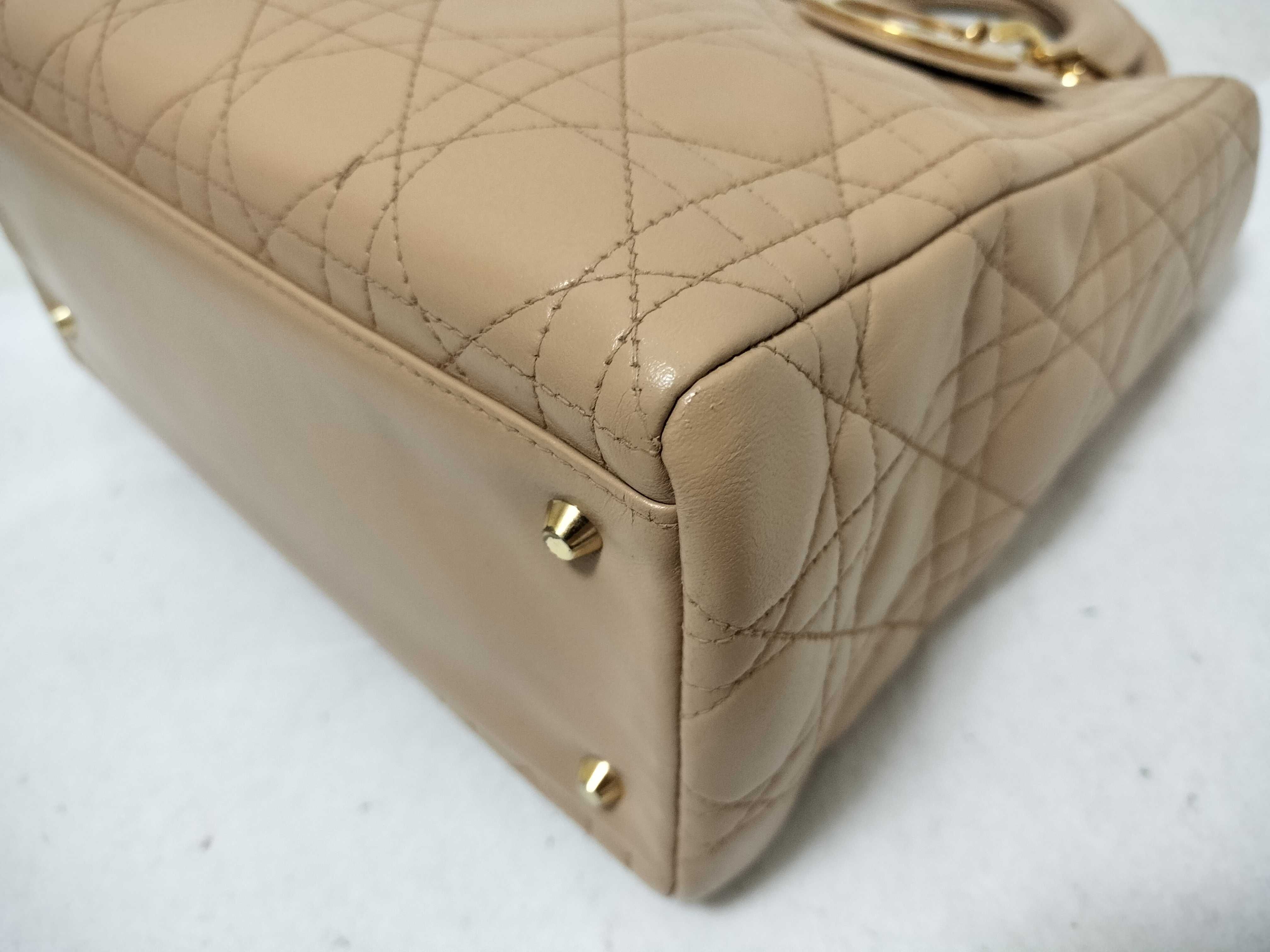 Lady Dior Christian Lady Cannage Leather Handbag Beige Handbag — view 7