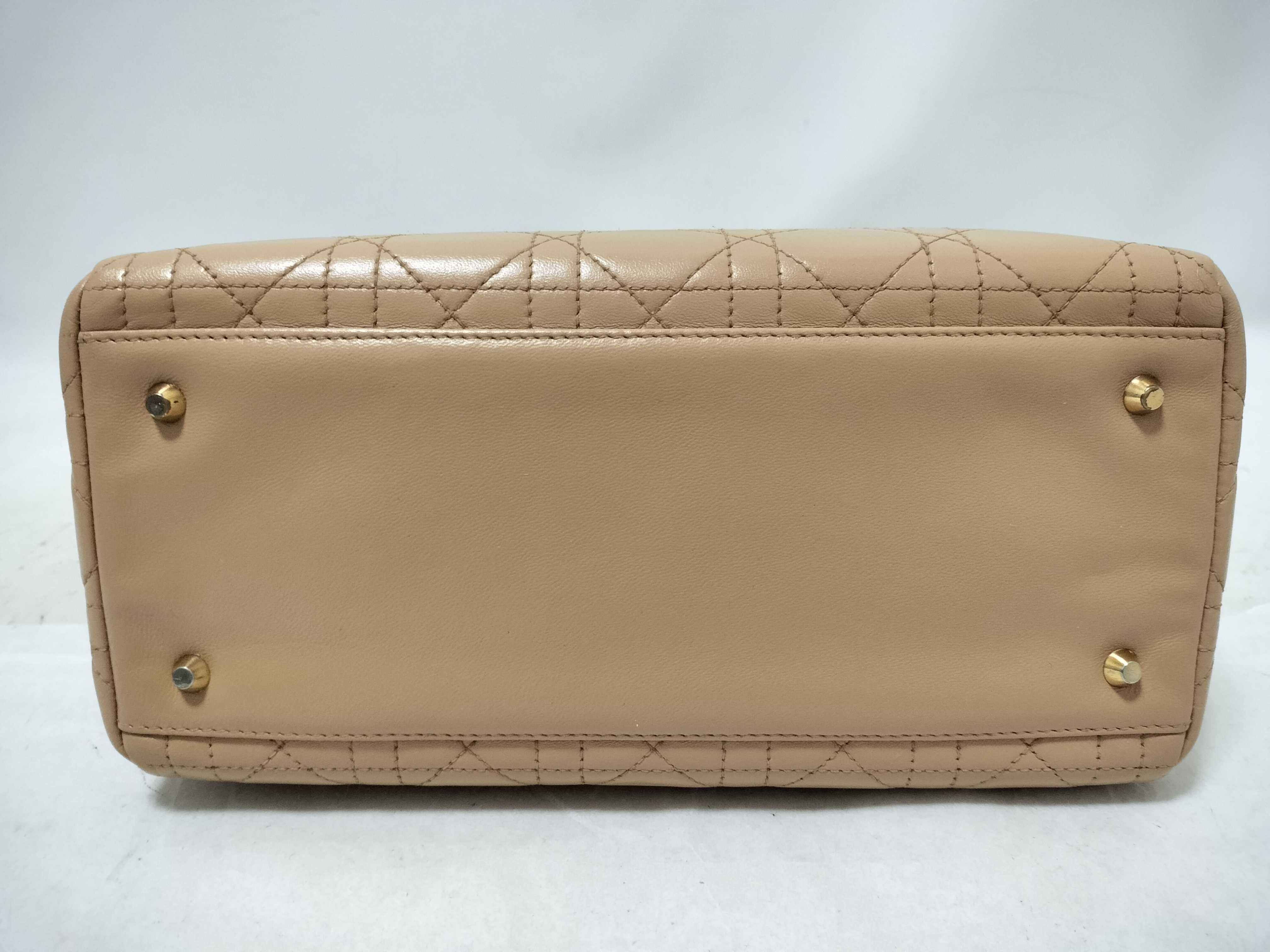Lady Dior Christian Lady Cannage Leather Handbag Beige Handbag — view 8