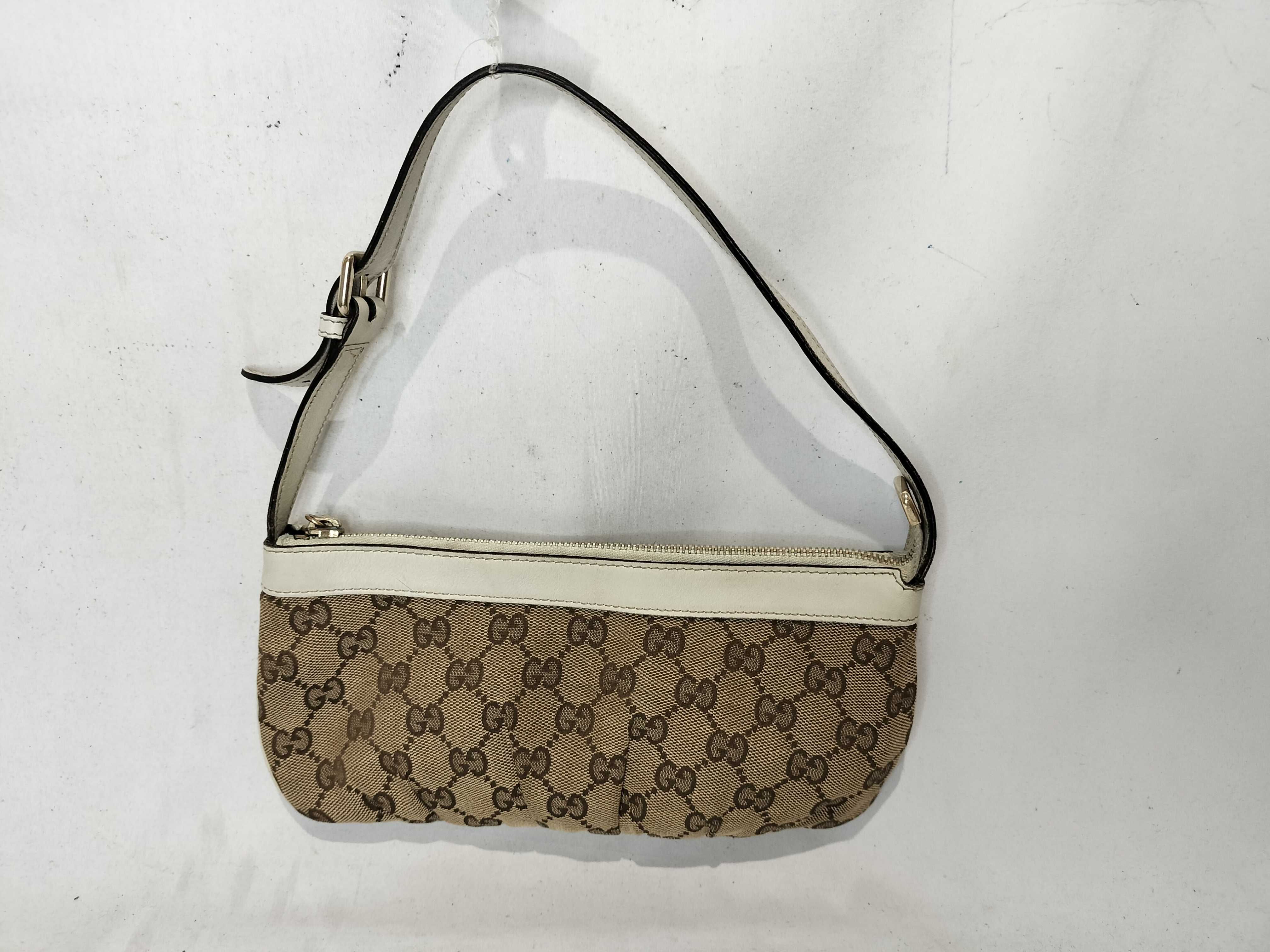 White Canvas GG Monogram Shoulder Bag (Handbag)