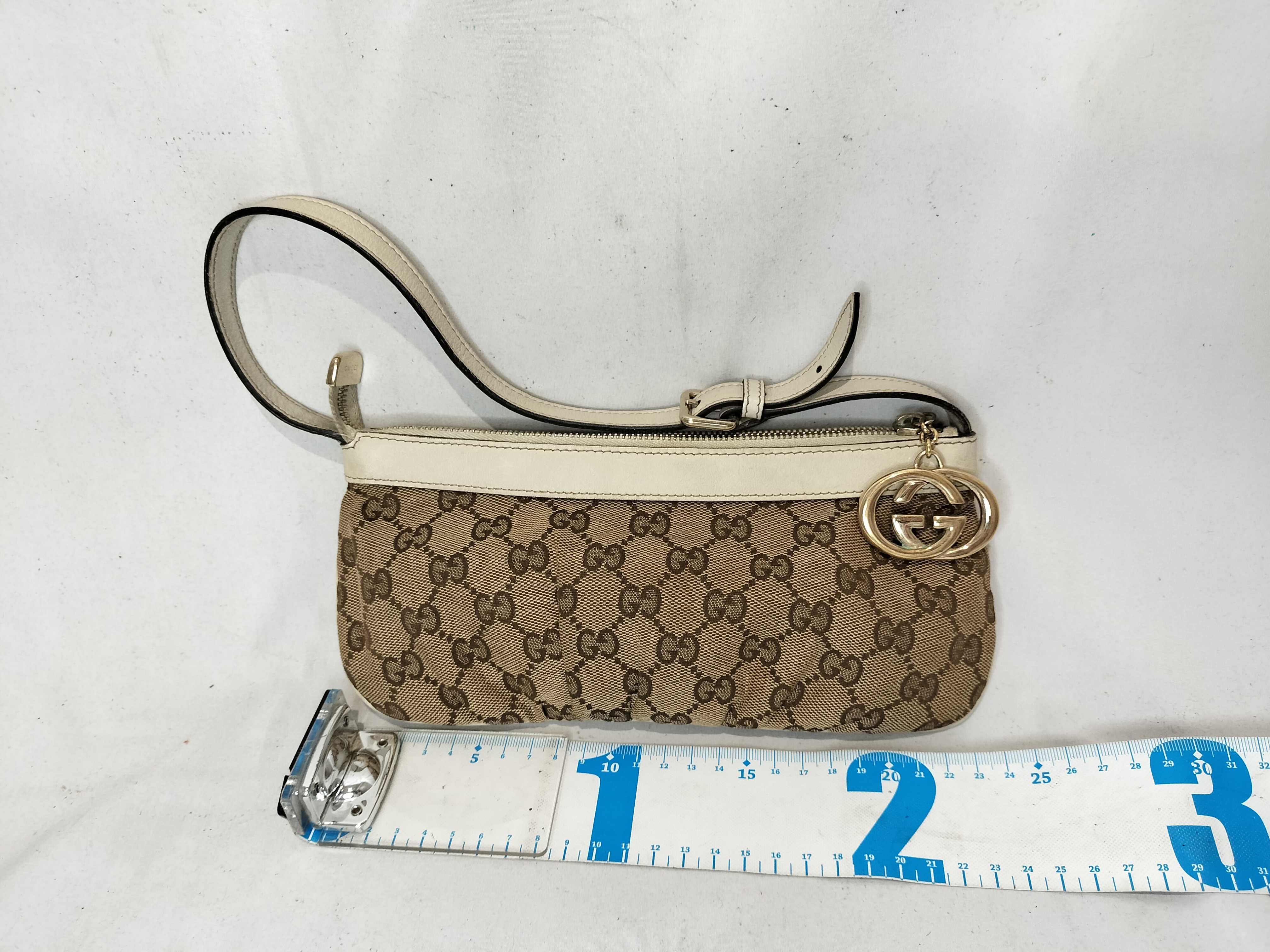 White Canvas GG Monogram Shoulder Bag (Handbag) — view 2