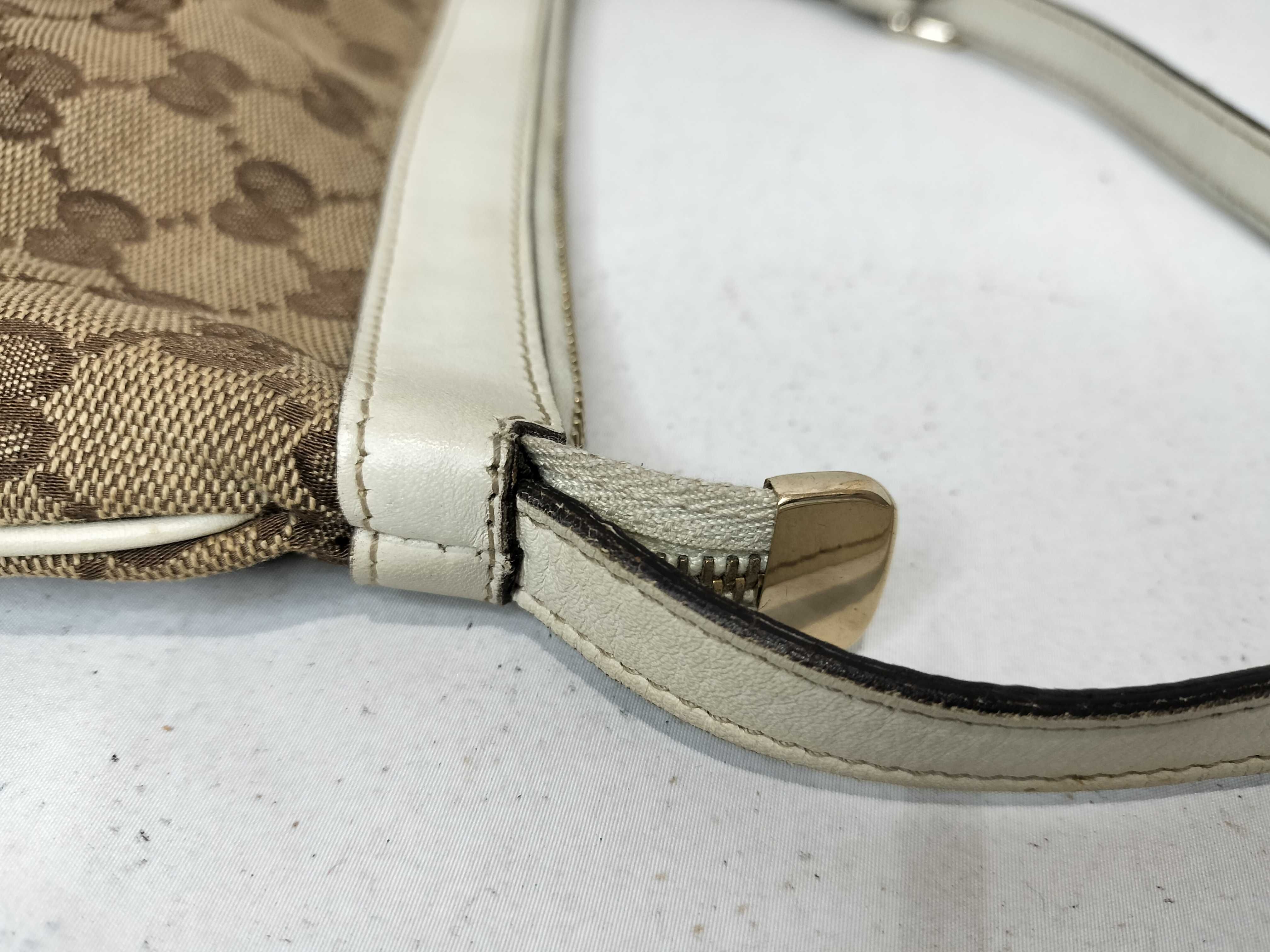 White Canvas GG Monogram Shoulder Bag (Handbag) — view 5