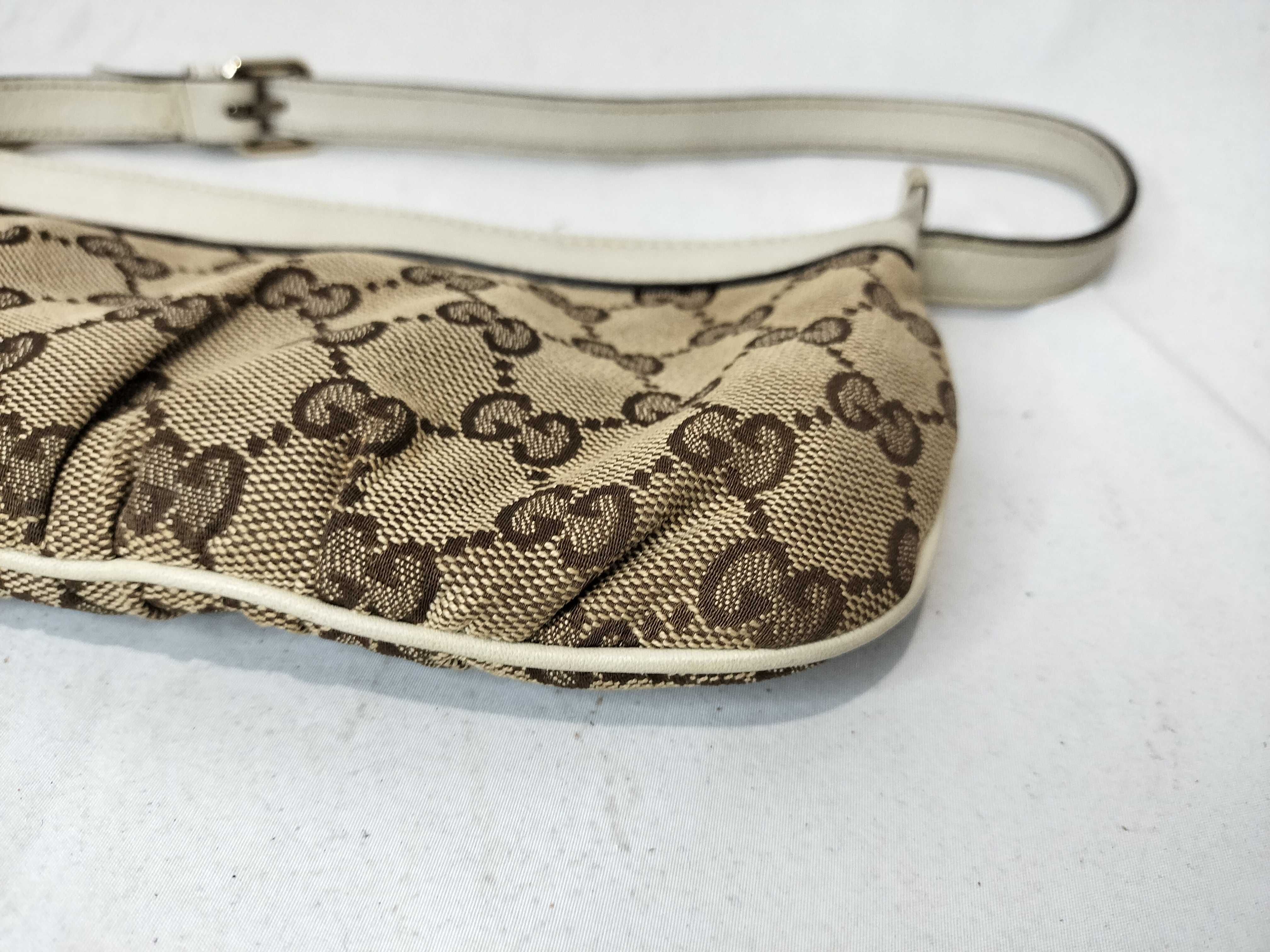 White Canvas GG Monogram Shoulder Bag (Handbag) — view 6