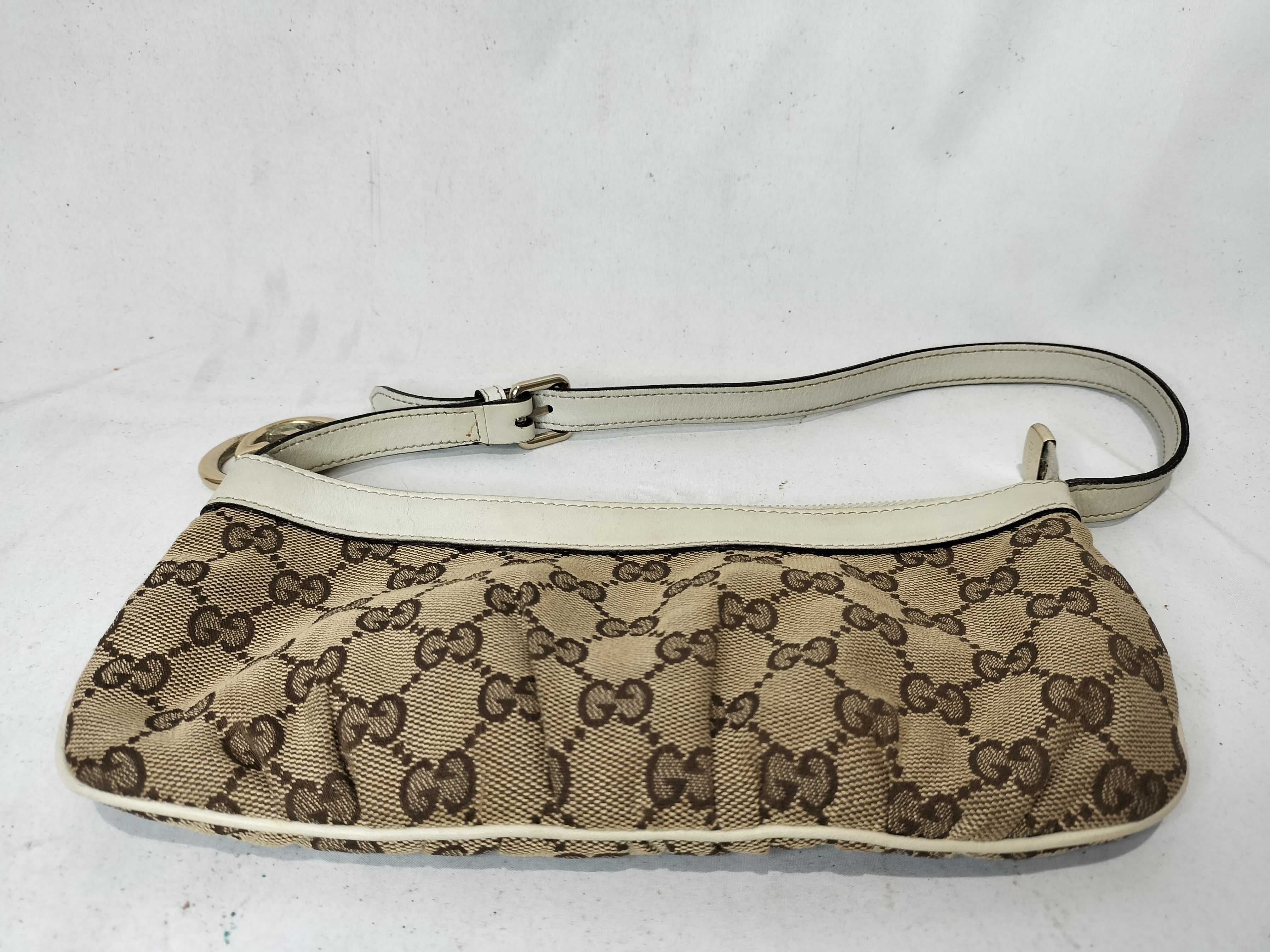 White Canvas GG Monogram Shoulder Bag (Handbag) — view 7