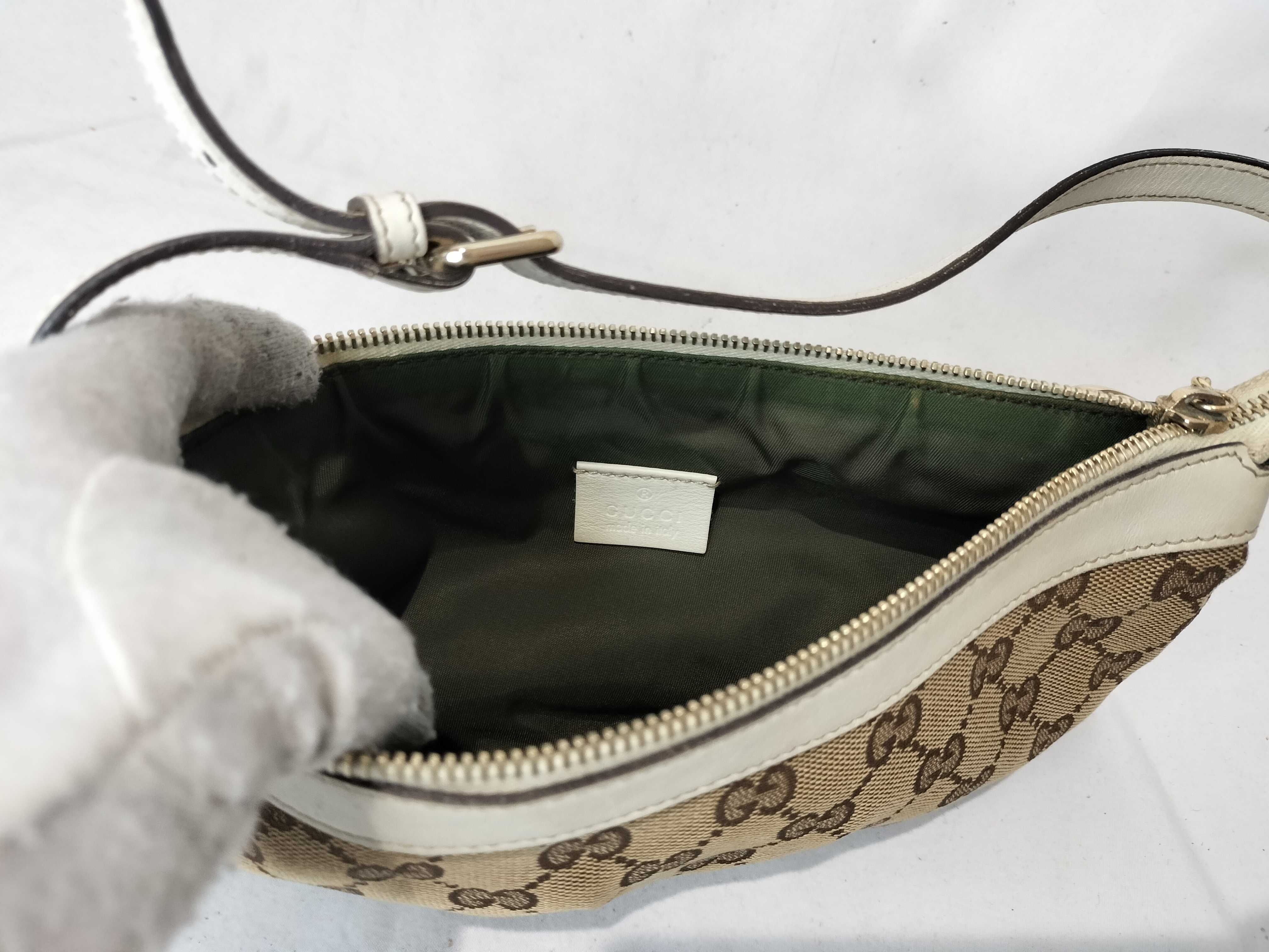 White Canvas GG Monogram Shoulder Bag (Handbag) — view 9