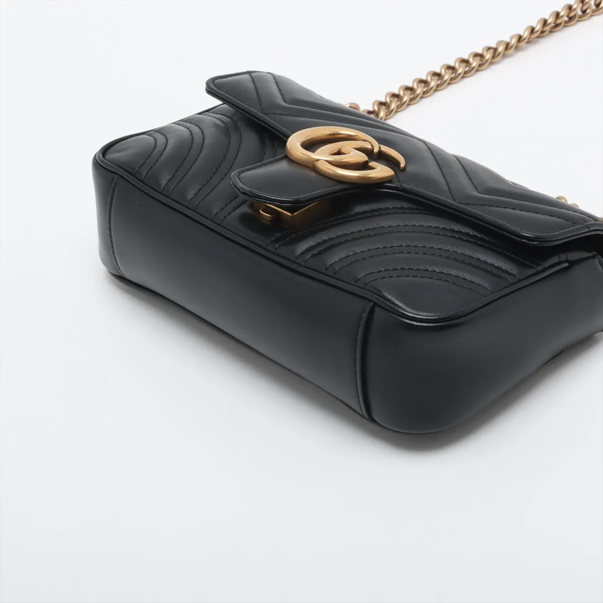 GG Marmont Leather Chain Shoulder Bag, Black, 446744 — view 3