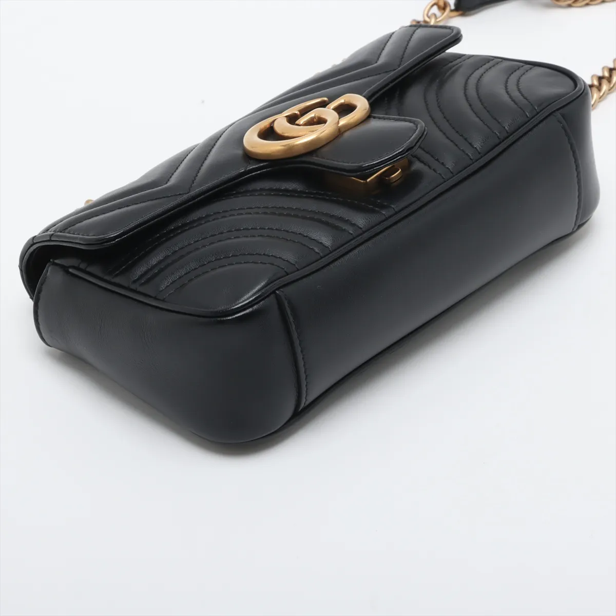 GG Marmont Leather Chain Shoulder Bag, Black, 446744 — view 4