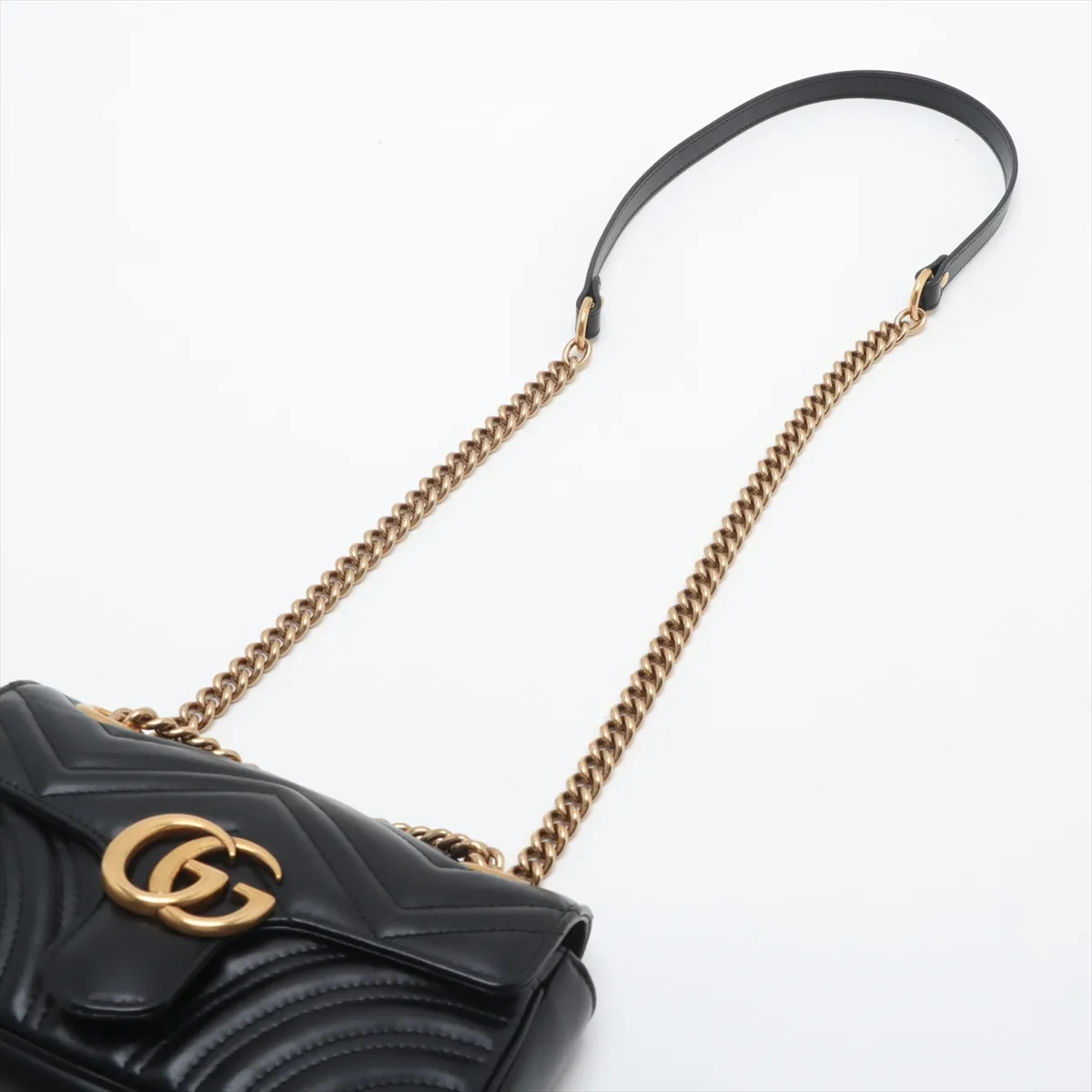 GG Marmont Leather Chain Shoulder Bag, Black, 446744 — view 5