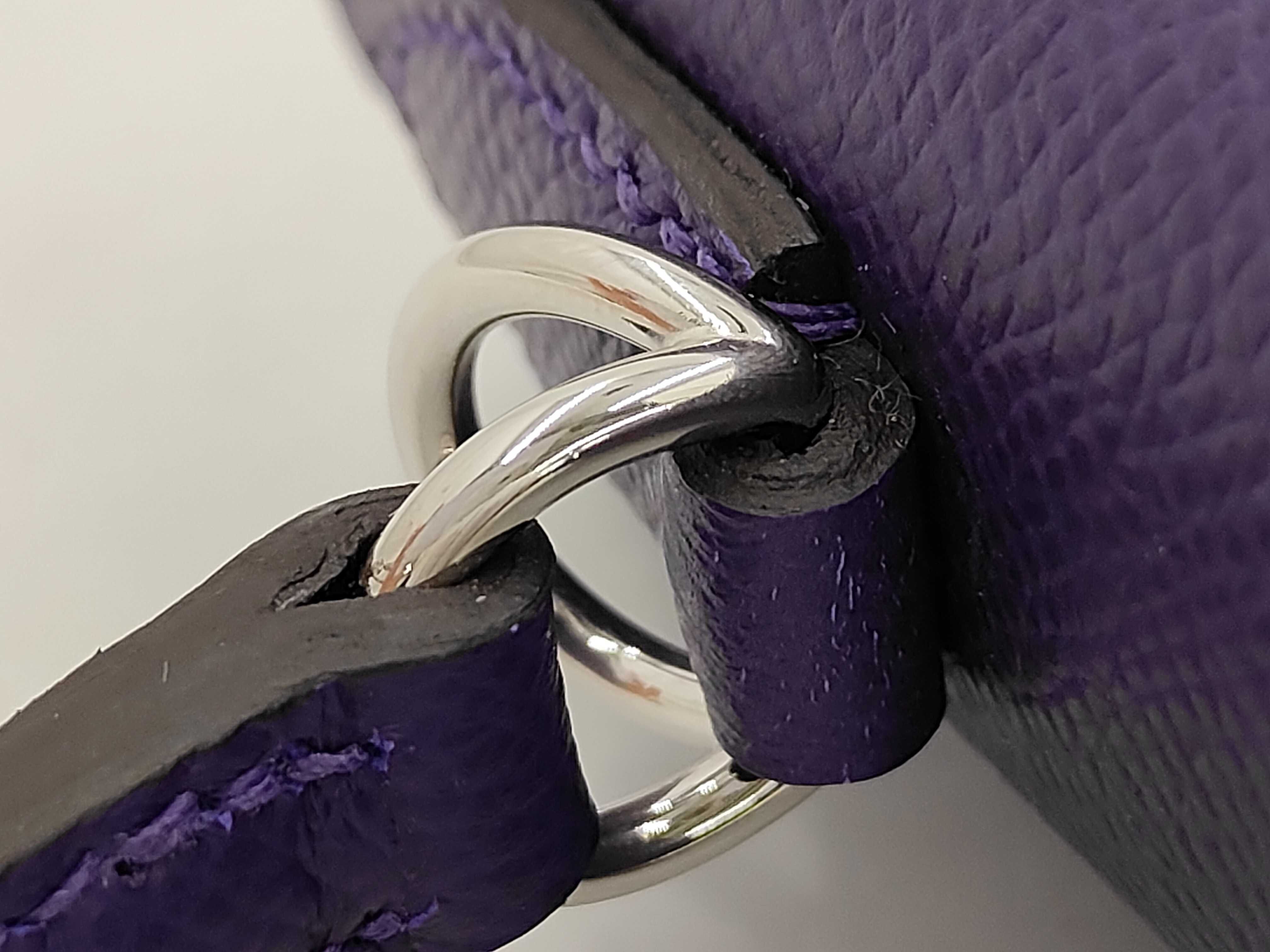 Kelly 25 Epsom purple handbag with silver hardware (G stamp) — view 6