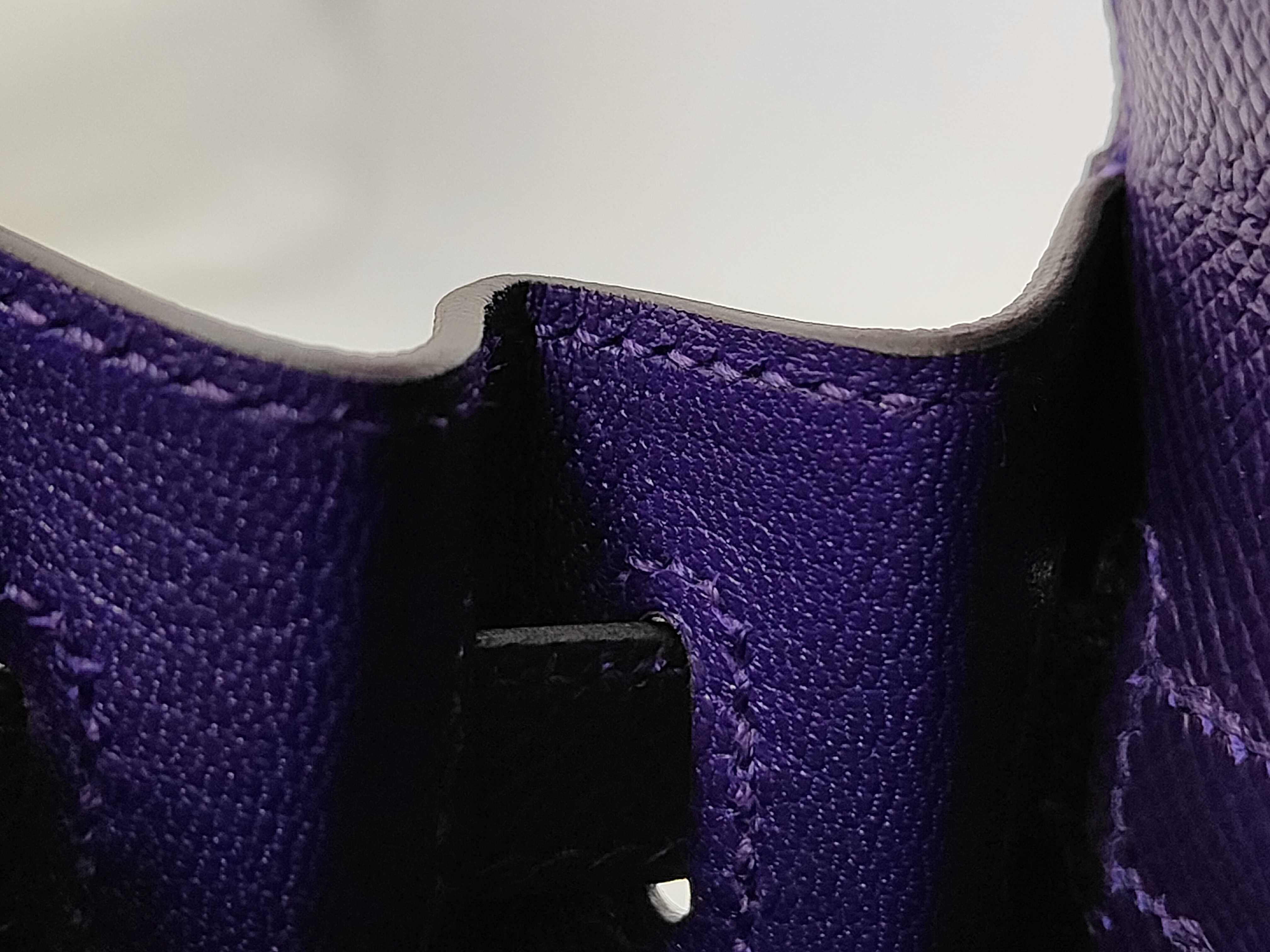 Kelly 25 Epsom purple handbag with silver hardware (G stamp) — view 9
