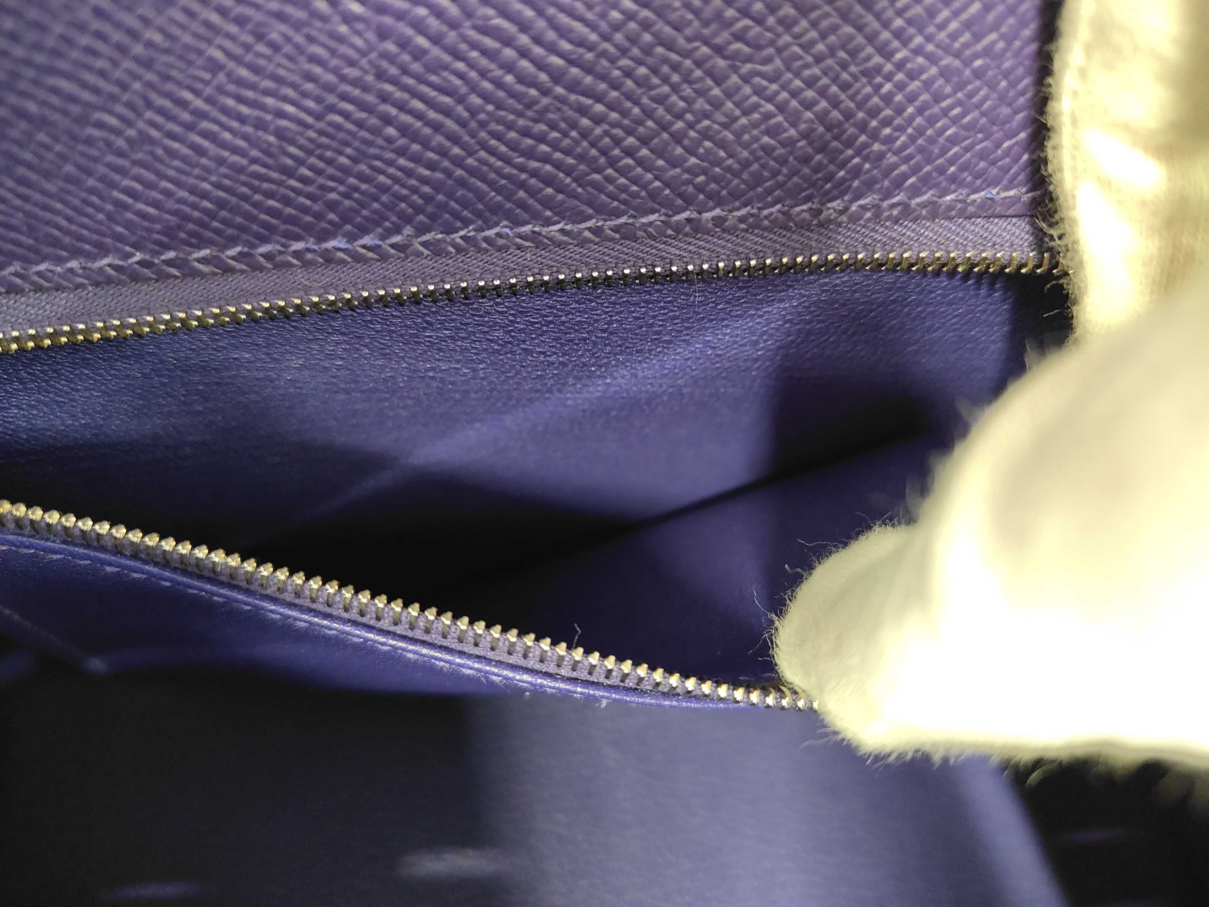 Kelly 25 Epsom purple handbag with silver hardware (G stamp) — view 10