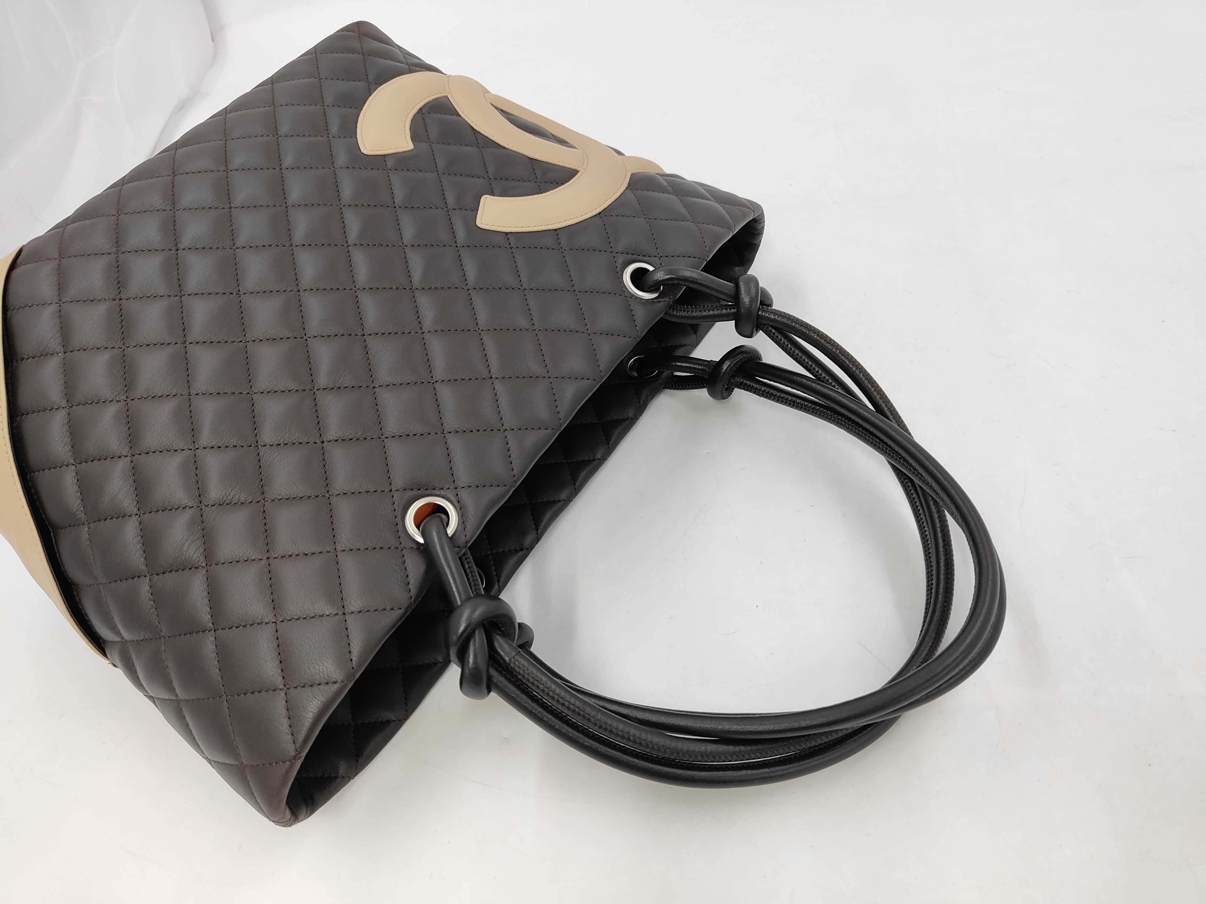 Cambon Large Tote, serial number 9, calfskin, dark brown, silver (SV) handbag — view 5