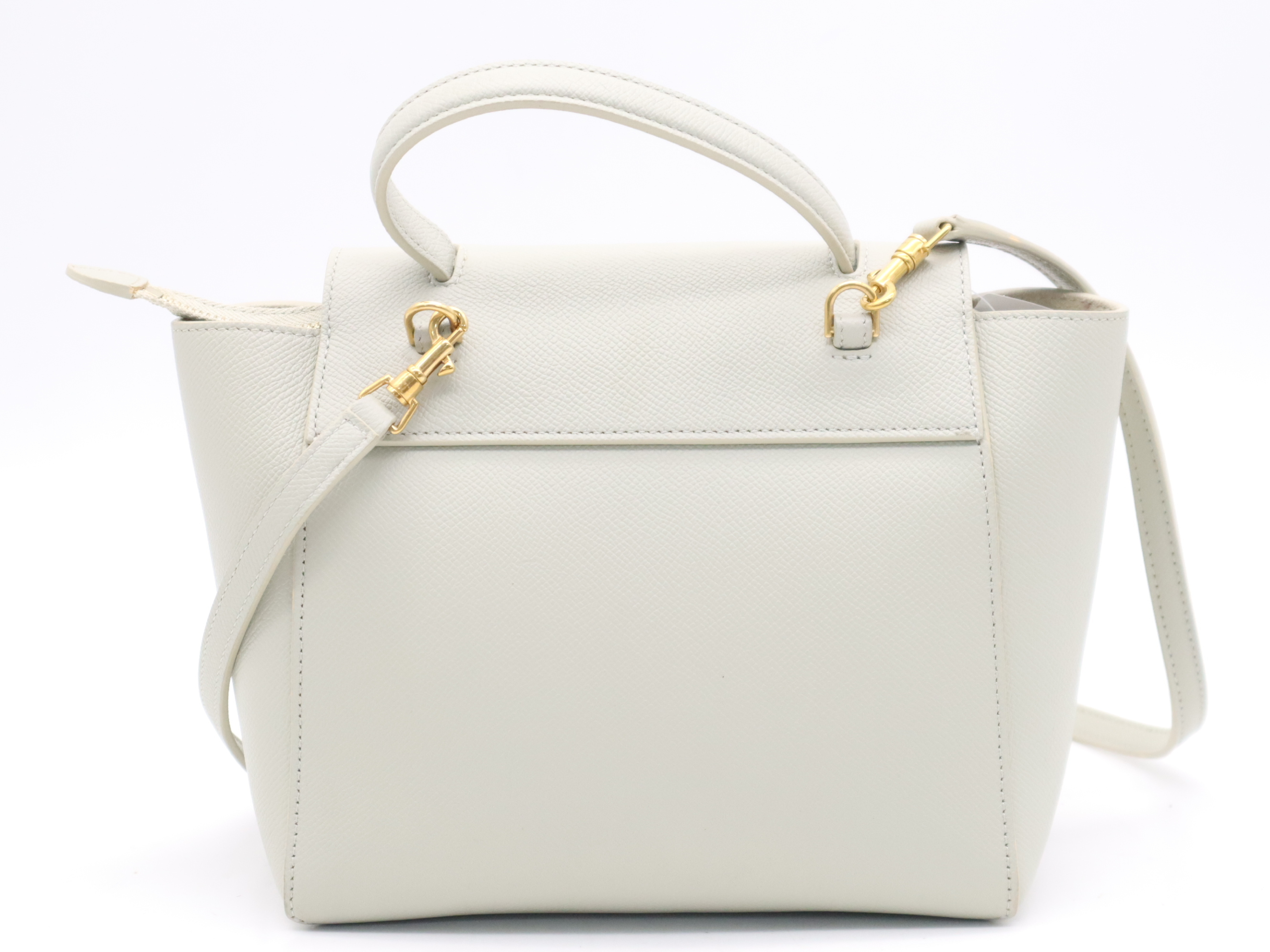 Leather Belt Bag Nano 2-Way Handbag, Gray, Gold Hardware, with Shoulder Strap — view 2