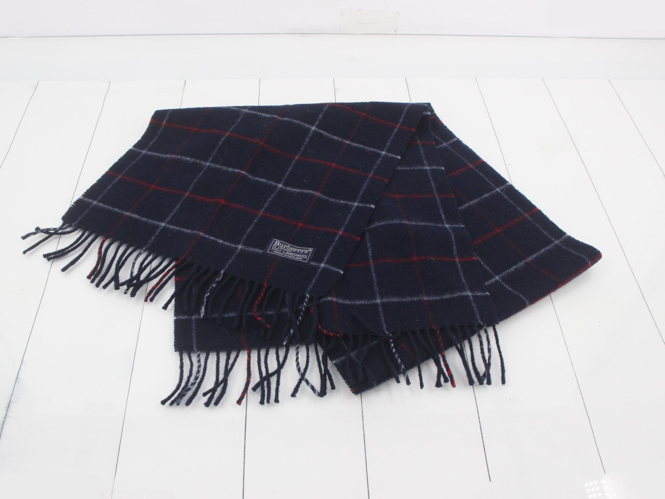Nova Check Scarf, Navy, 100% Wool — view 2