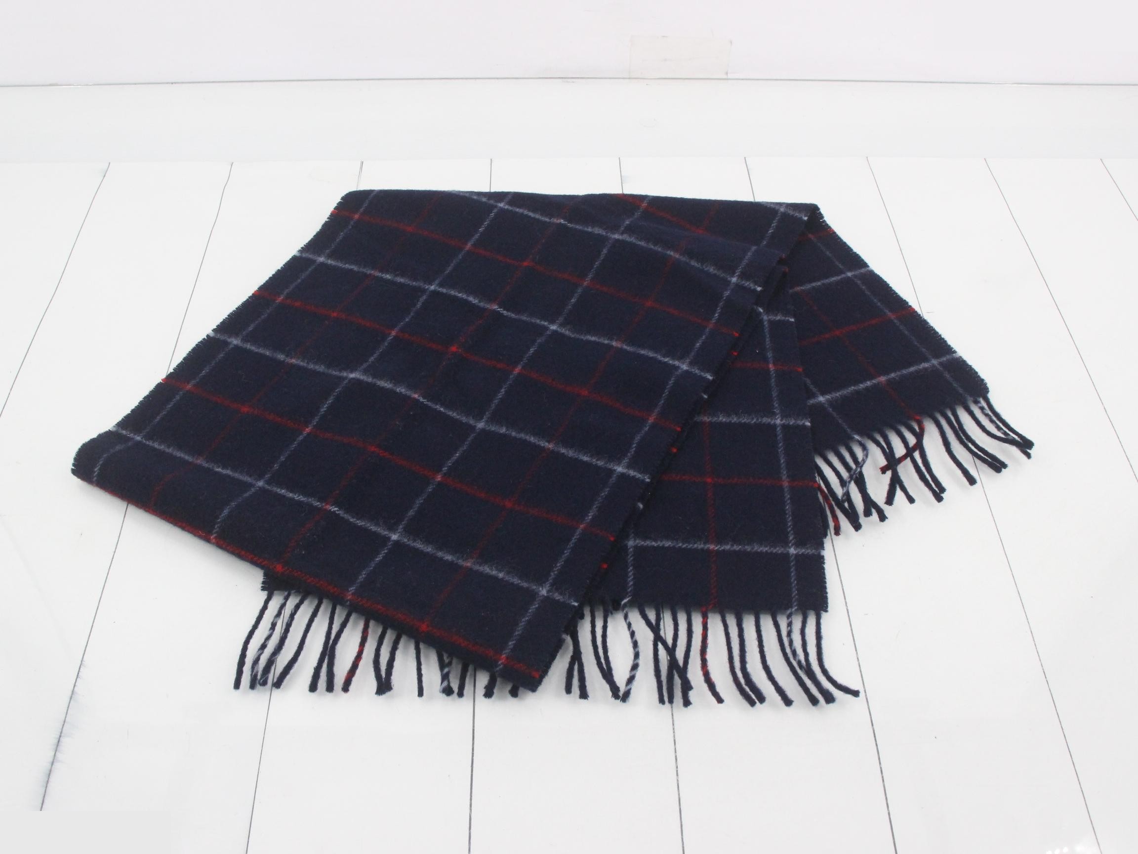 Nova Check Scarf, Navy, 100% Wool — view 3