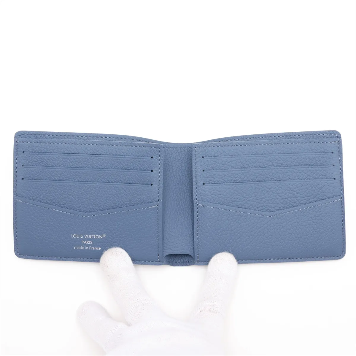 Damier Portefeuille Slender M28591 Blue Compact Wallet (RFID detected) — view 3