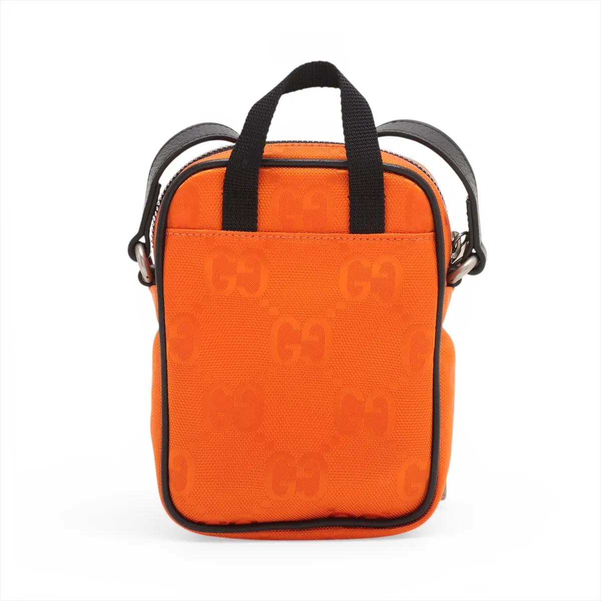 Off the Grid Nylon x Leather Shoulder Bag Orange x Black 643882 — view 2
