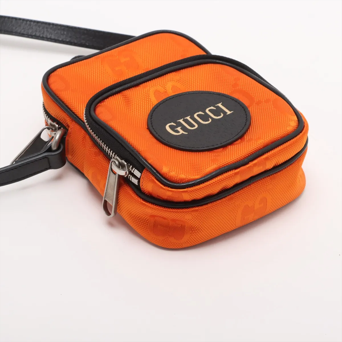 Off the Grid Nylon x Leather Shoulder Bag Orange x Black 643882 — view 4
