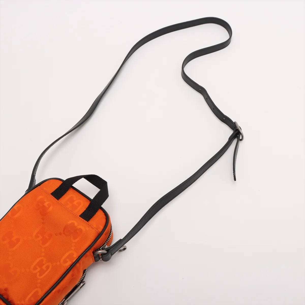 Off the Grid Nylon x Leather Shoulder Bag Orange x Black 643882 — view 5