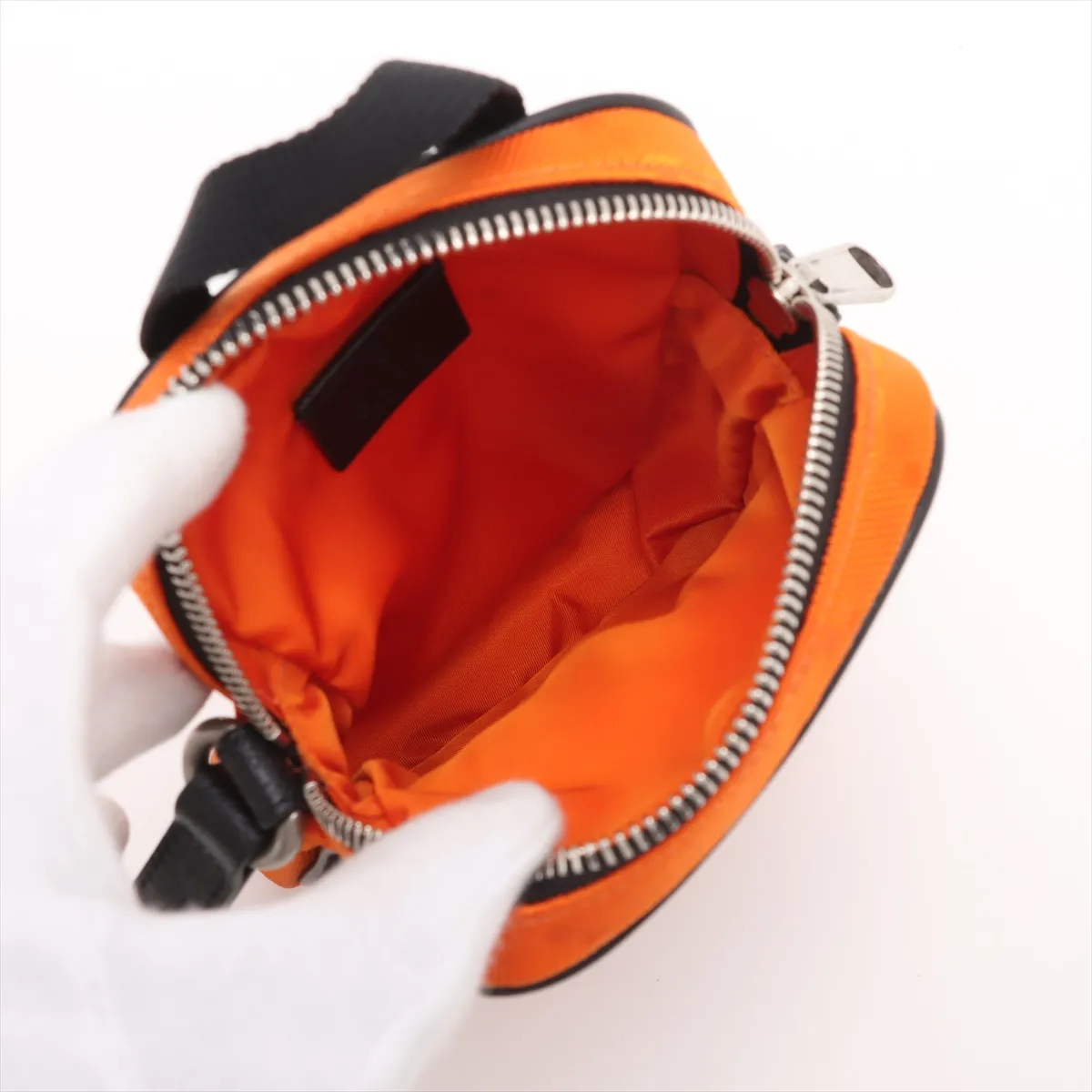 Off the Grid Nylon x Leather Shoulder Bag Orange x Black 643882 — view 6