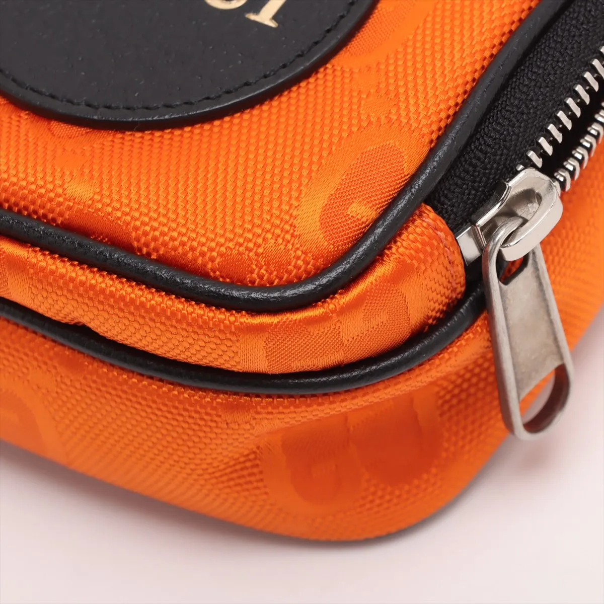 Off the Grid Nylon x Leather Shoulder Bag Orange x Black 643882 — view 9