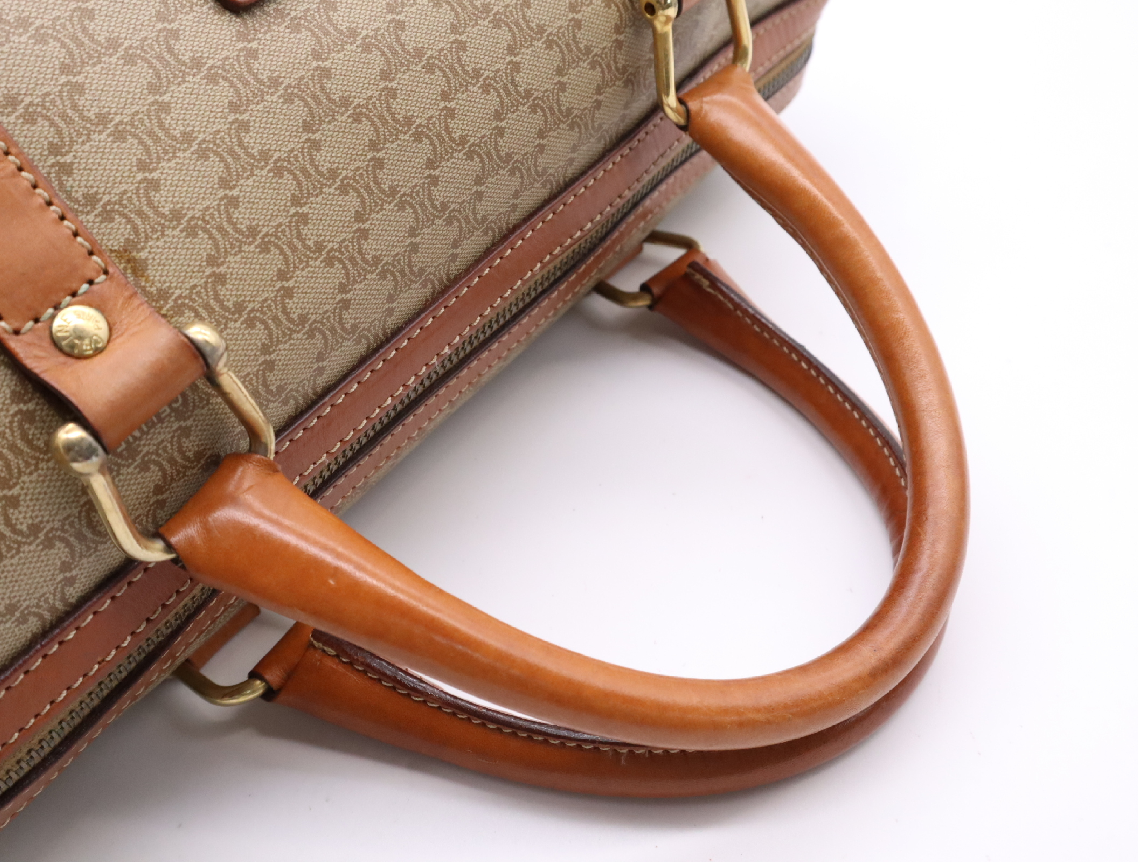 PVC x Leather Macadam Boston Bag, Brown, Gold Hardware — view 12