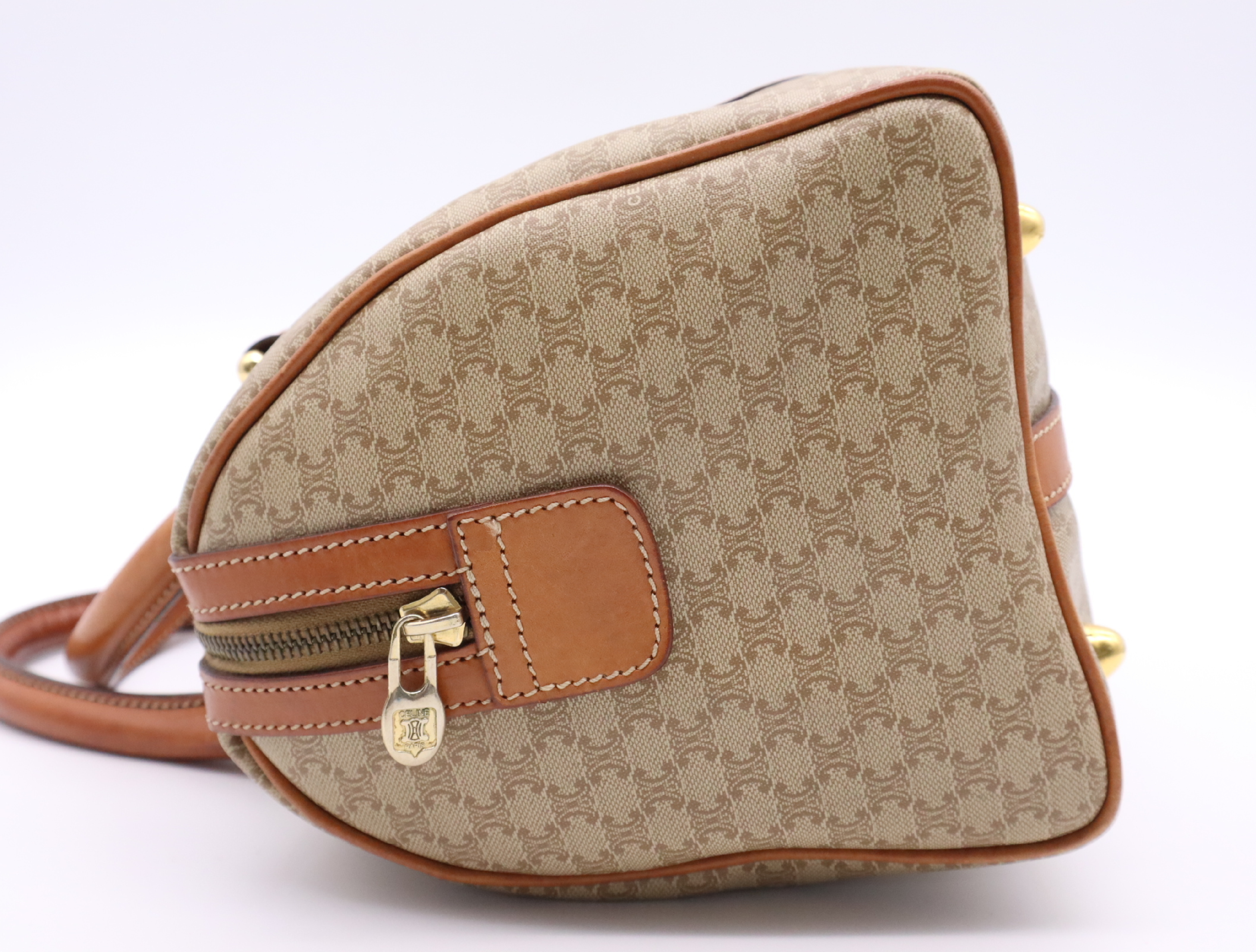 PVC x Leather Macadam Boston Bag, Brown, Gold Hardware — view 3