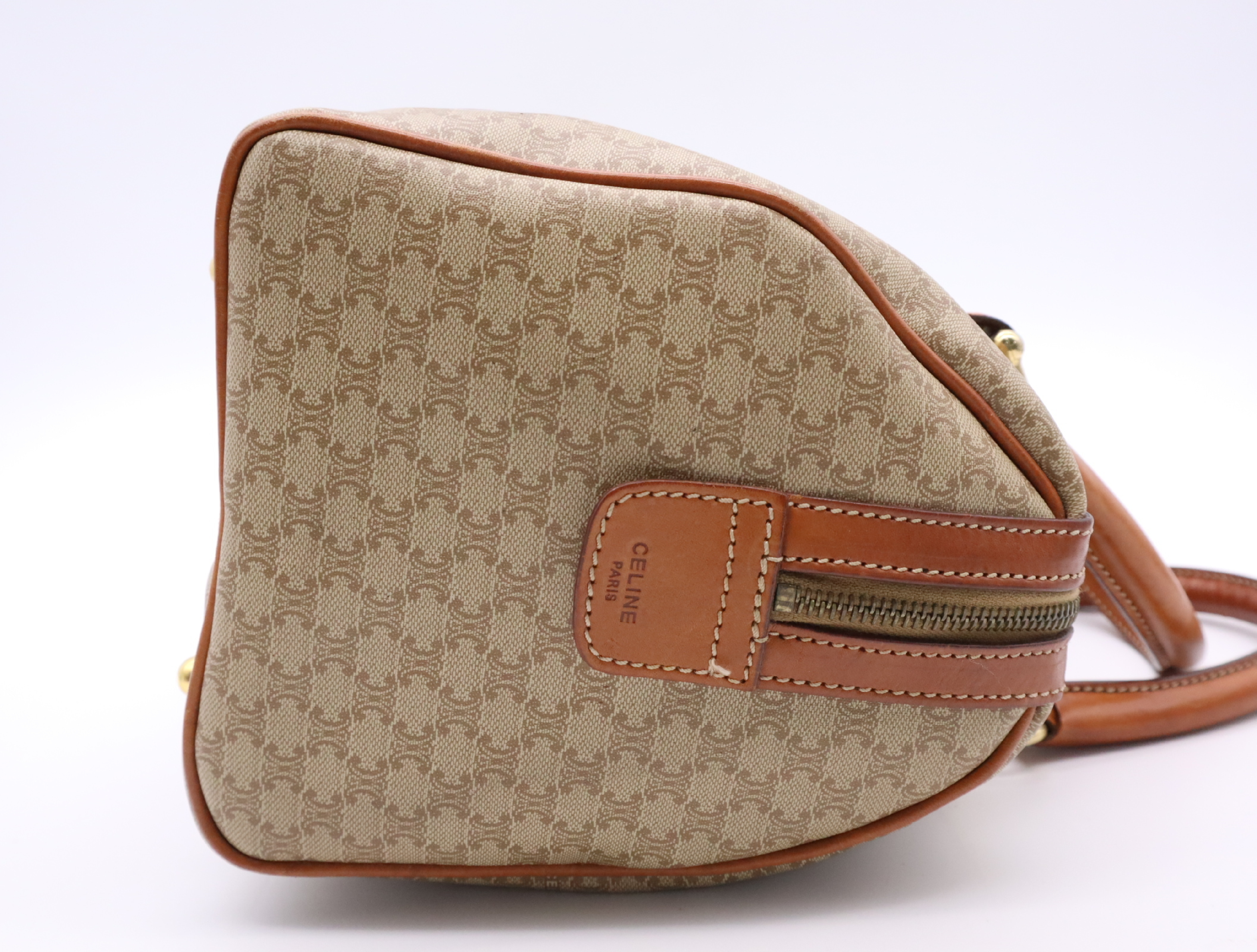 PVC x Leather Macadam Boston Bag, Brown, Gold Hardware — view 5