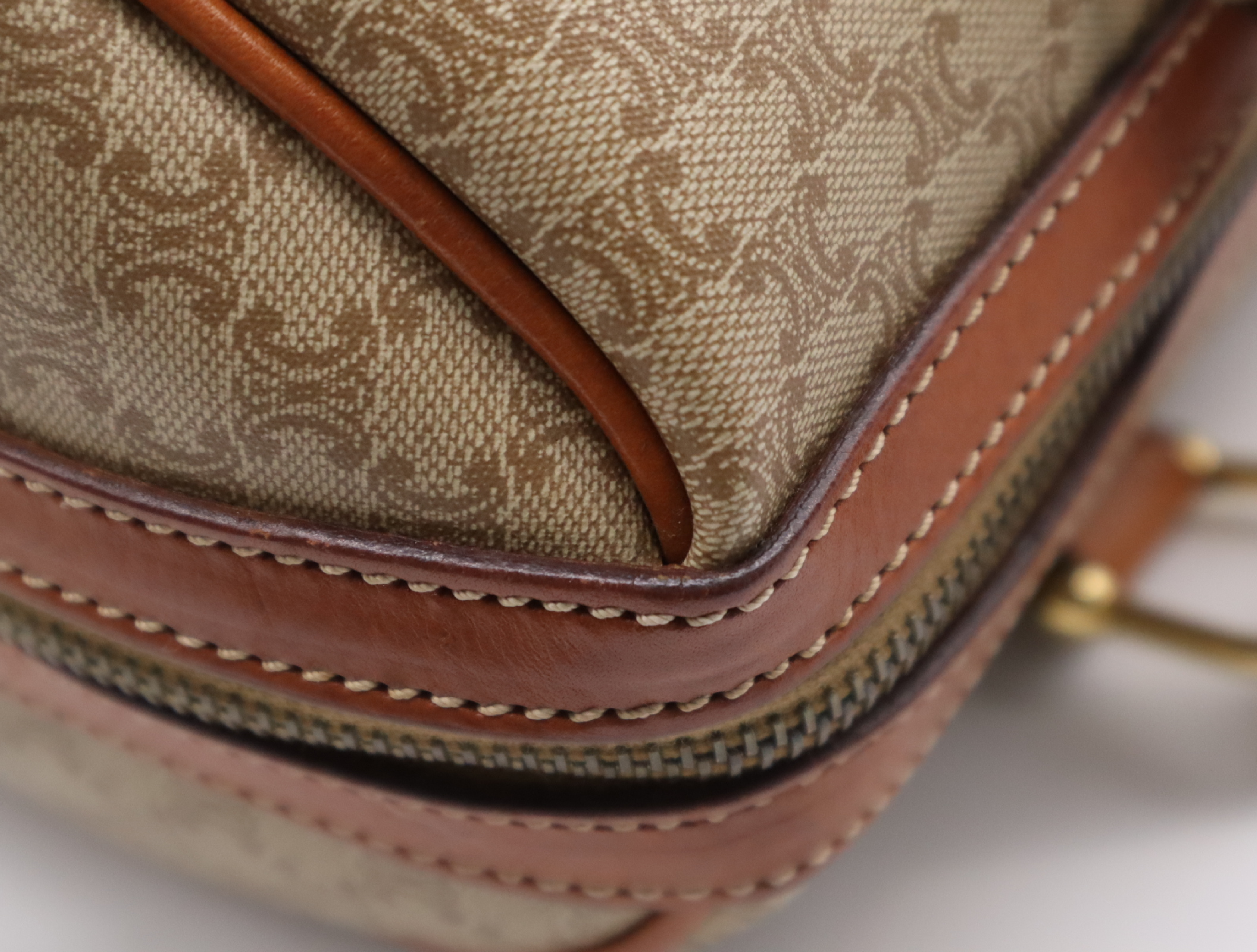 PVC x Leather Macadam Boston Bag, Brown, Gold Hardware — view 8