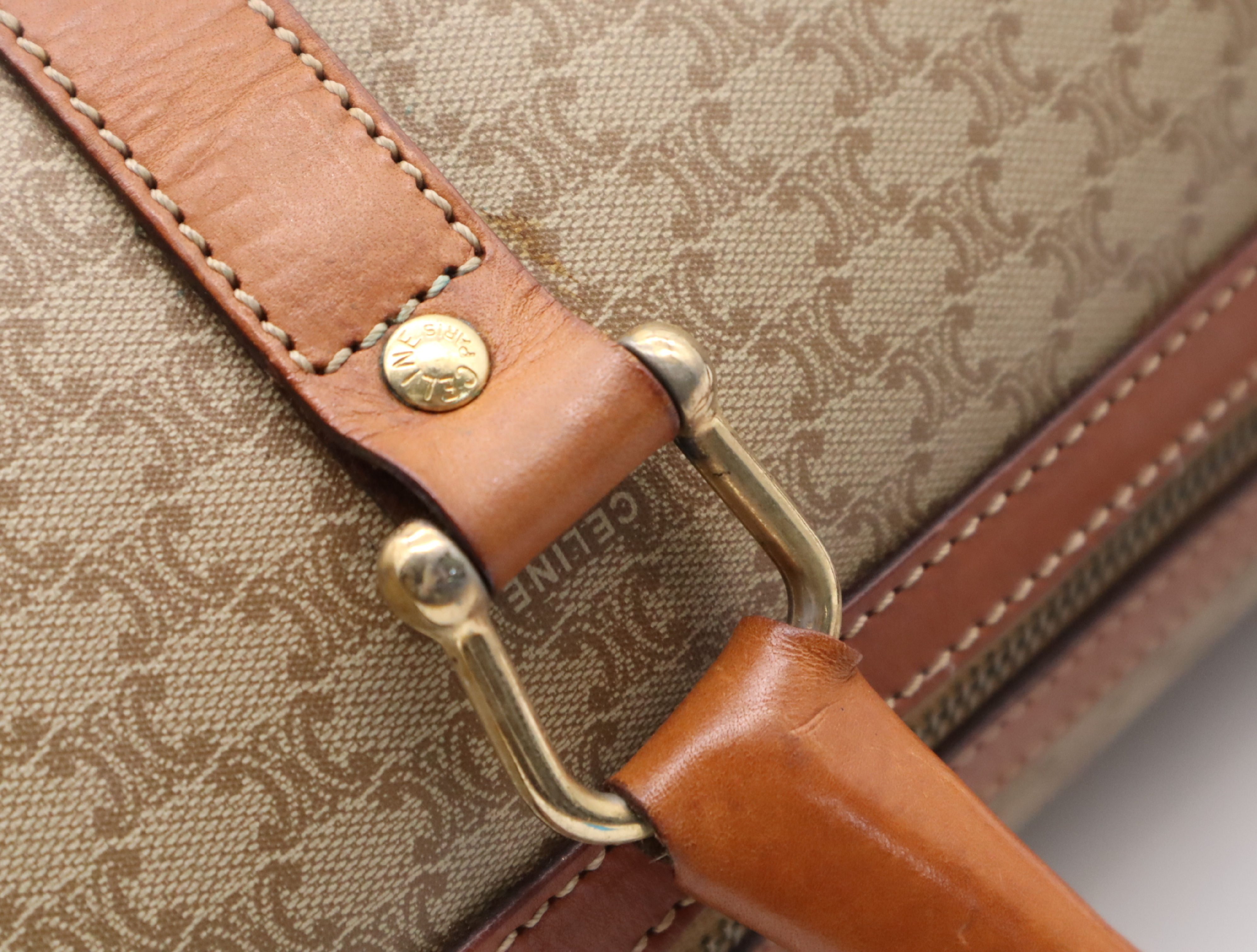 PVC x Leather Macadam Boston Bag, Brown, Gold Hardware — view 9