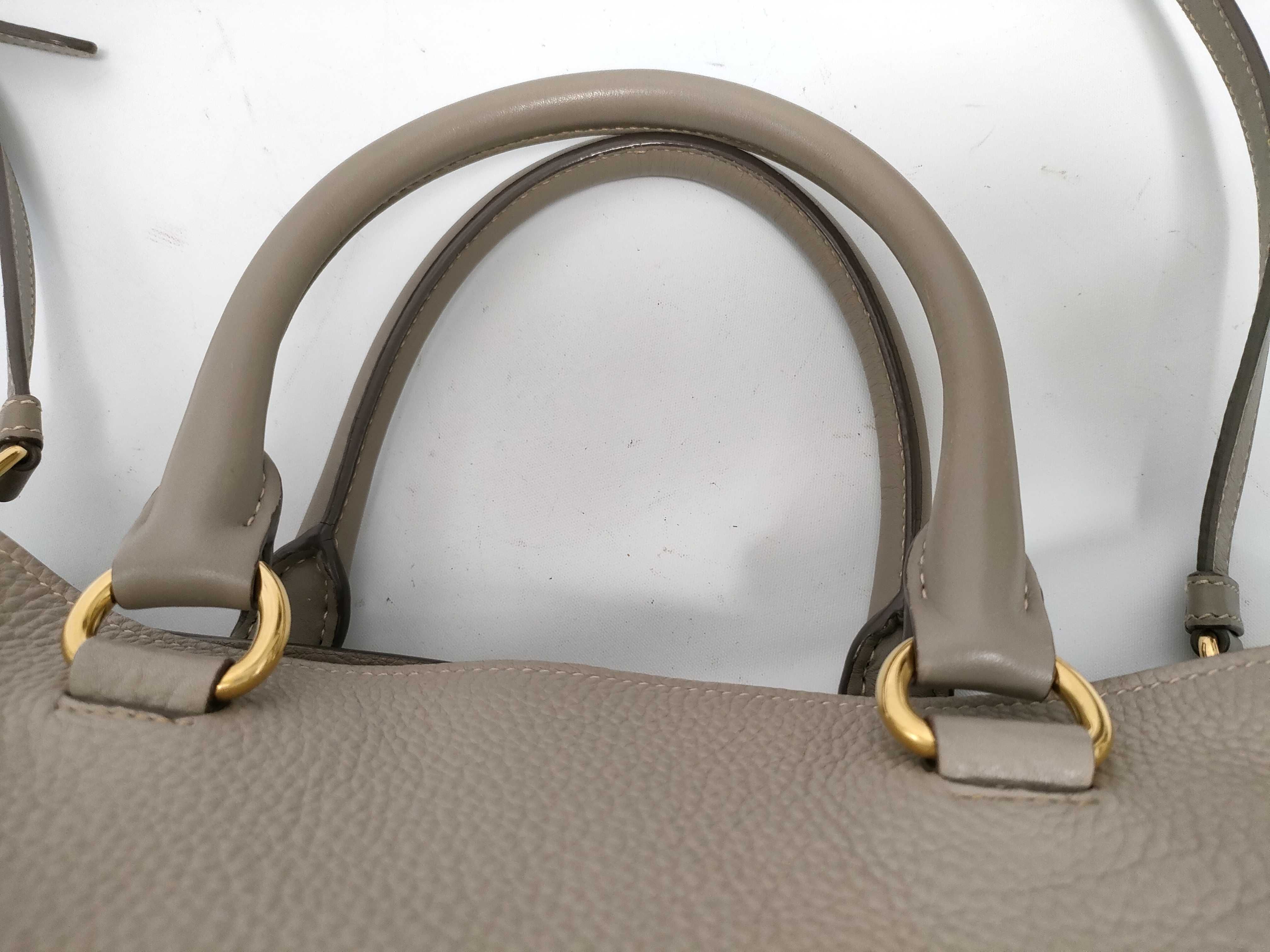 Vitello Phoenix Leather 2-Way Handbag, Greige, 1BA058 (Handbag) — view 5