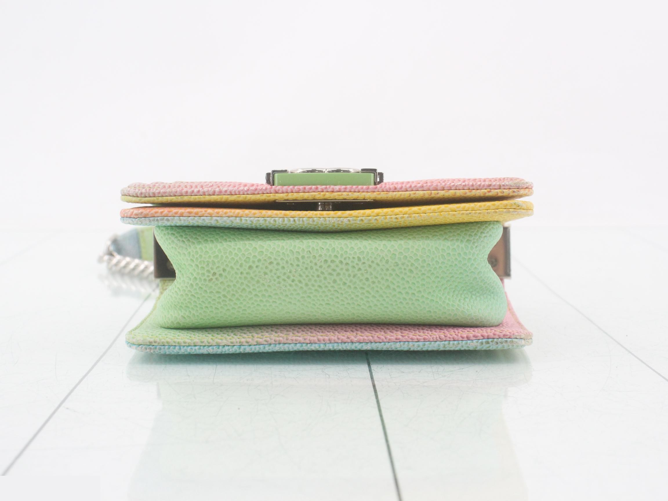 Boy Chanel Leather Chain Shoulder Bag, Multicolor — view 3