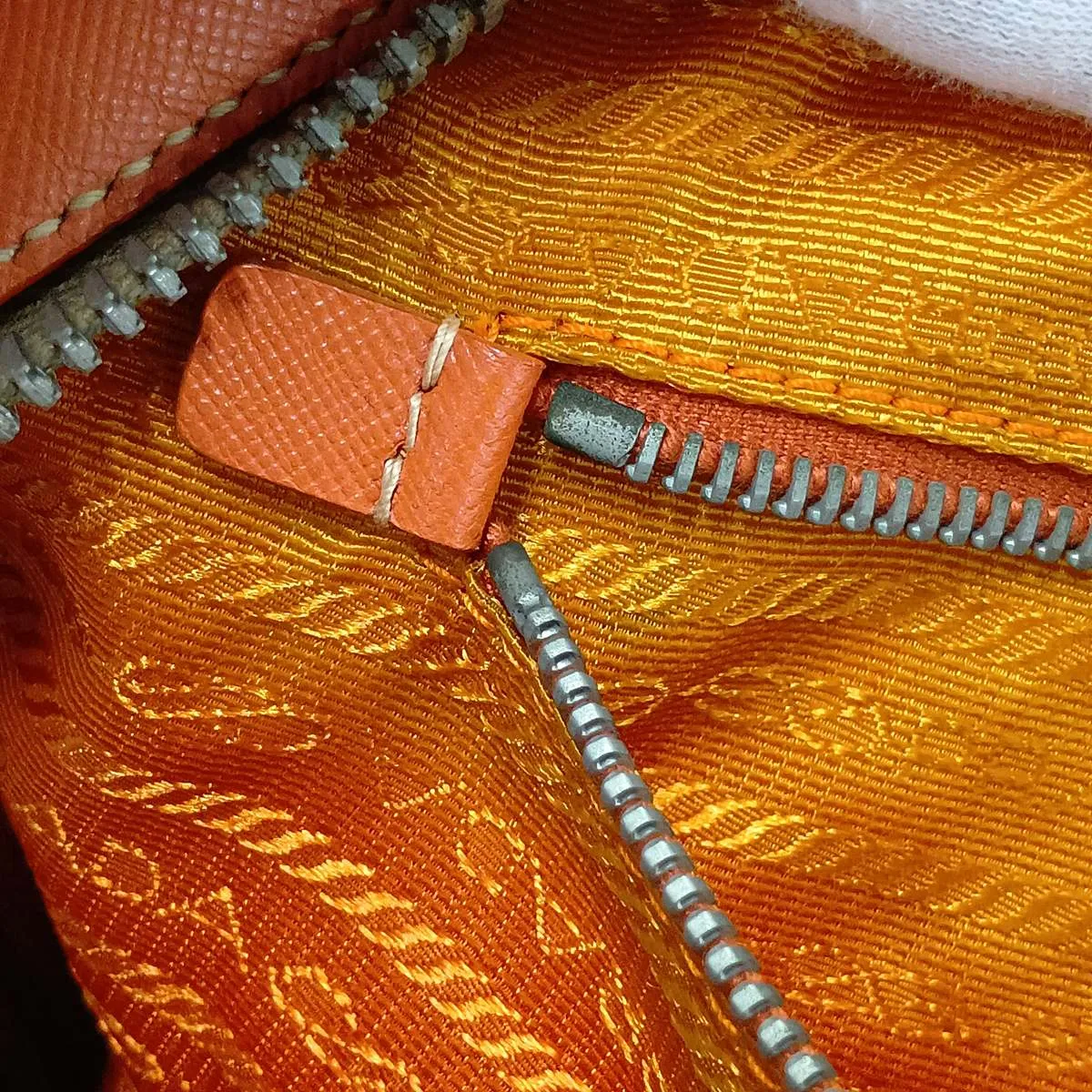 Saffiano Leather Handbag, Orange — view 11