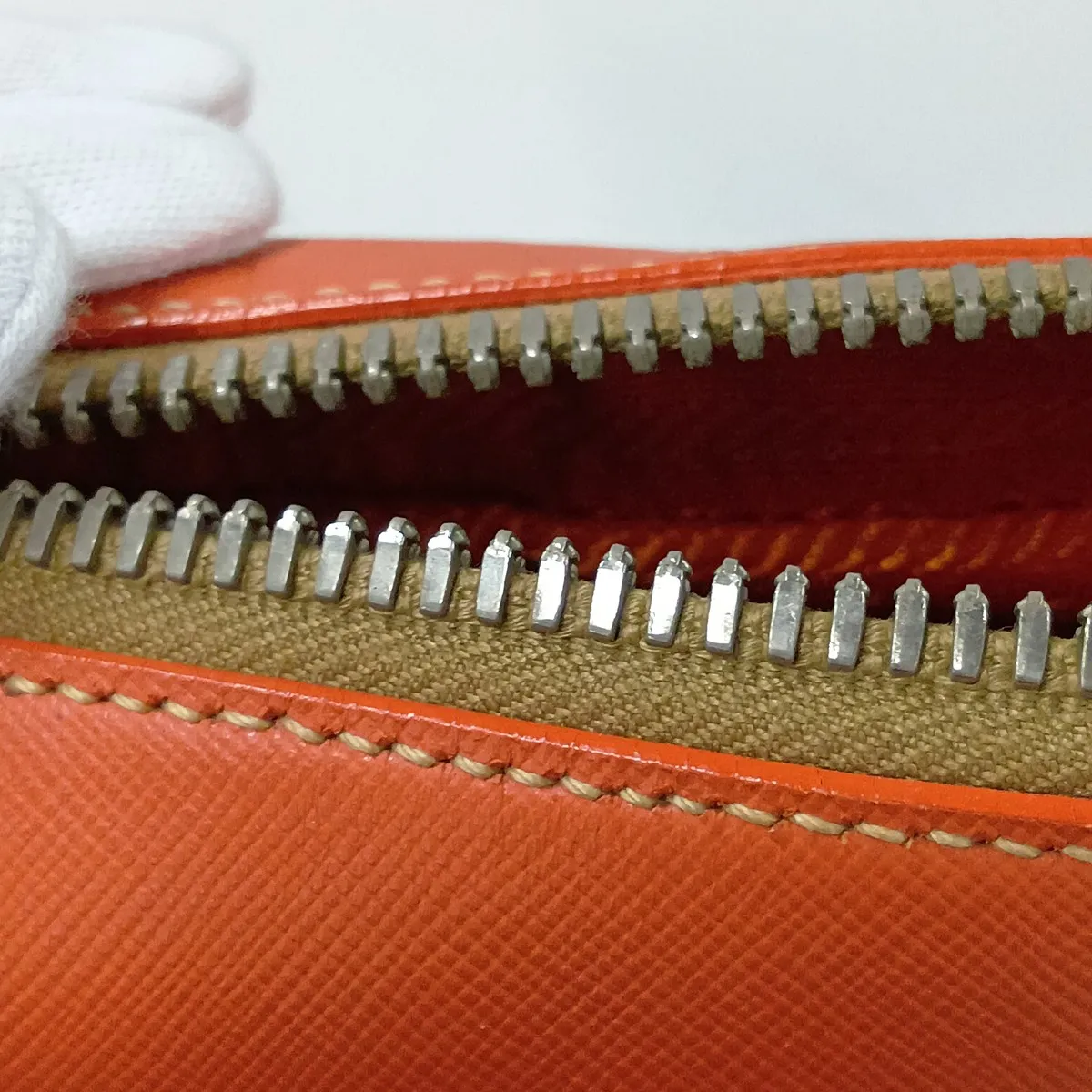 Saffiano Leather Handbag, Orange — view 15