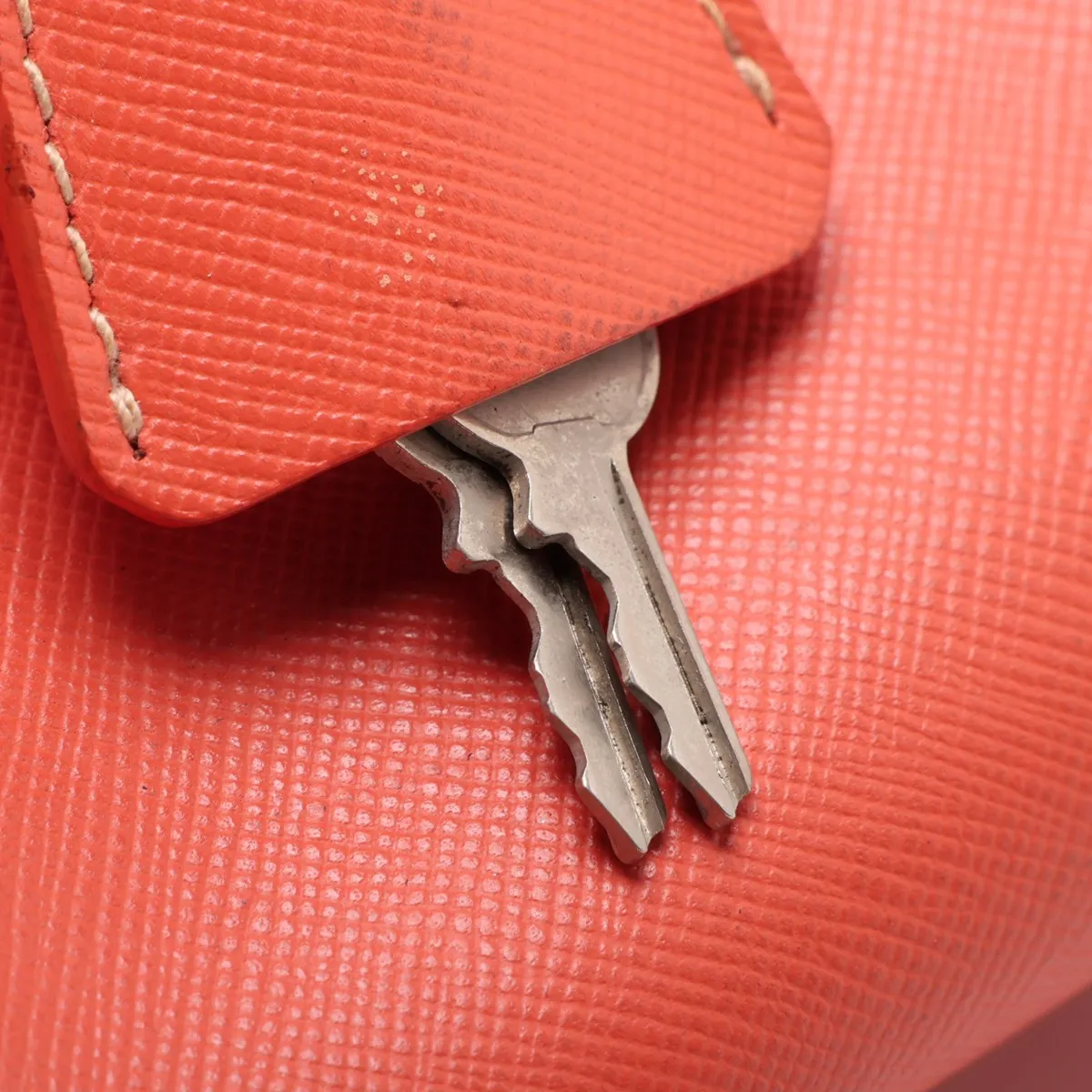 Saffiano Leather Handbag, Orange — view 10