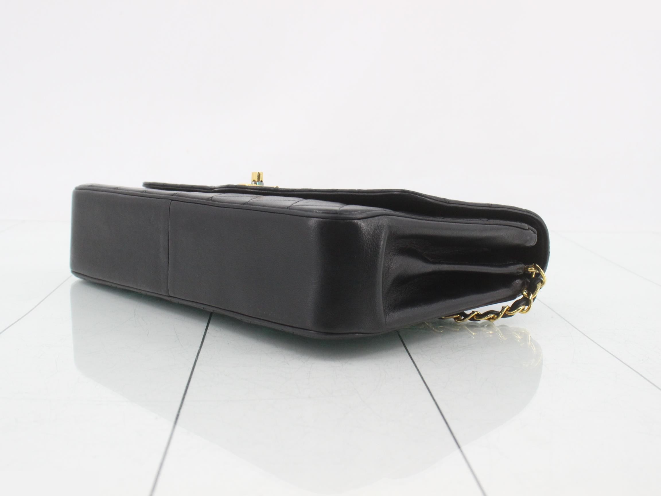 Matelassé Chain Shoulder Bag, Lambskin, Black & Gold — view 6