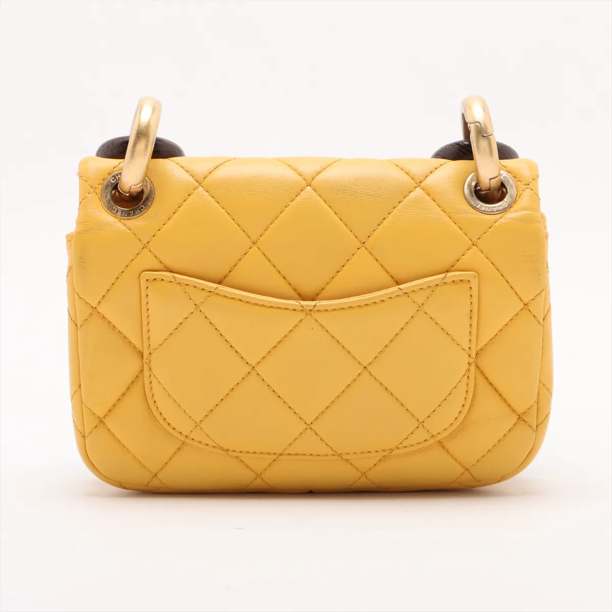 Matelasse Lambskin Chain Shoulder Bag Wood Yellow Gold Hardware XTG095T4 Random Plate — view 2