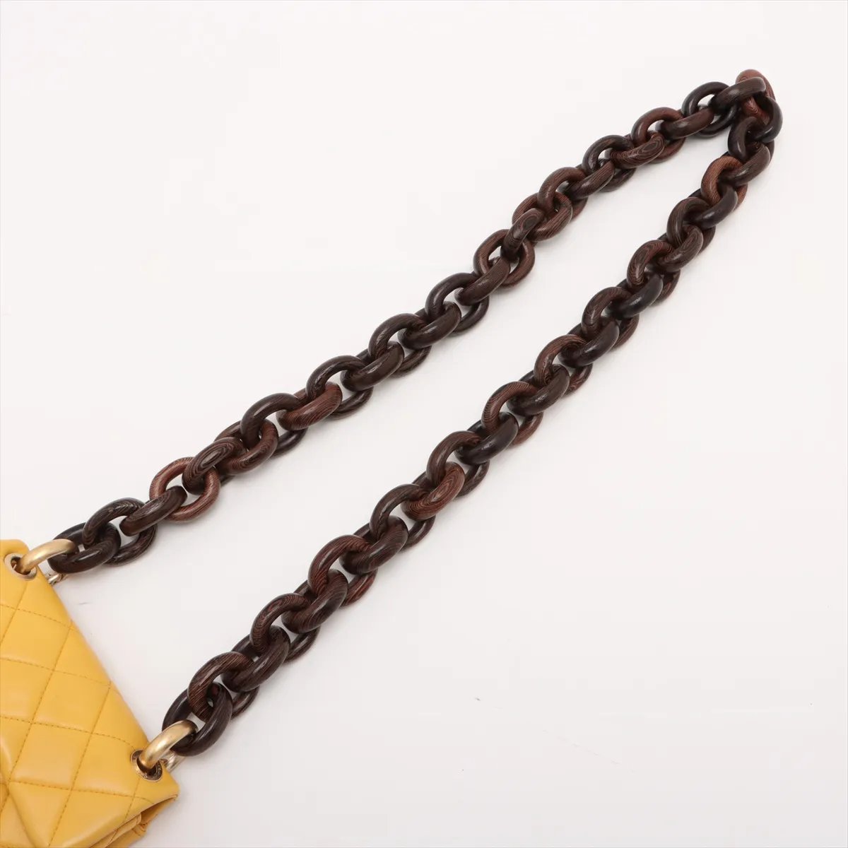 Matelasse Lambskin Chain Shoulder Bag Wood Yellow Gold Hardware XTG095T4 Random Plate — view 5