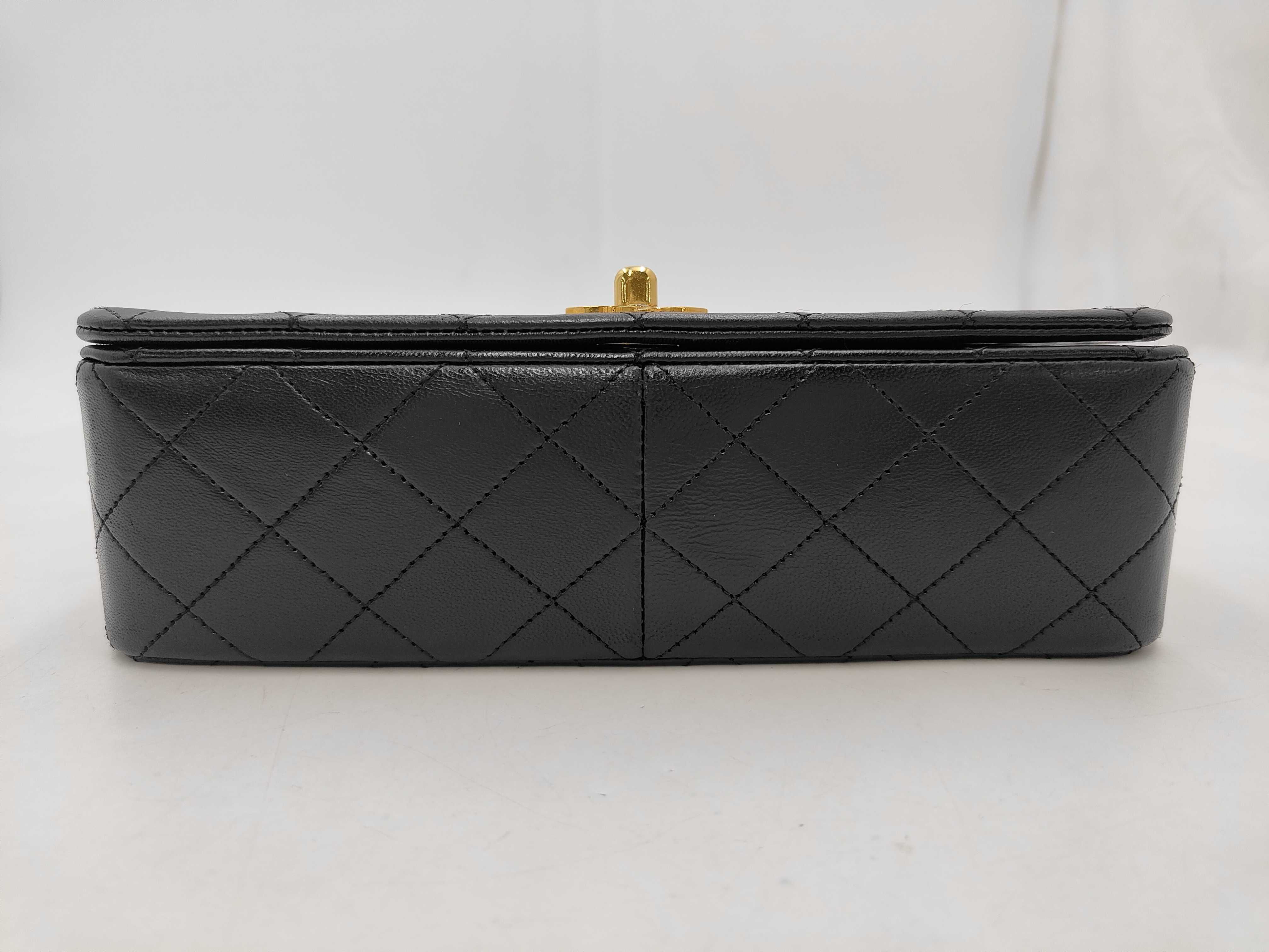 Matelassé 23 Full Flap Lambskin Chain Shoulder Bag with Gold Hardware, Card and Seal Set #1, A03568, Black Shoulder Bag — view 3