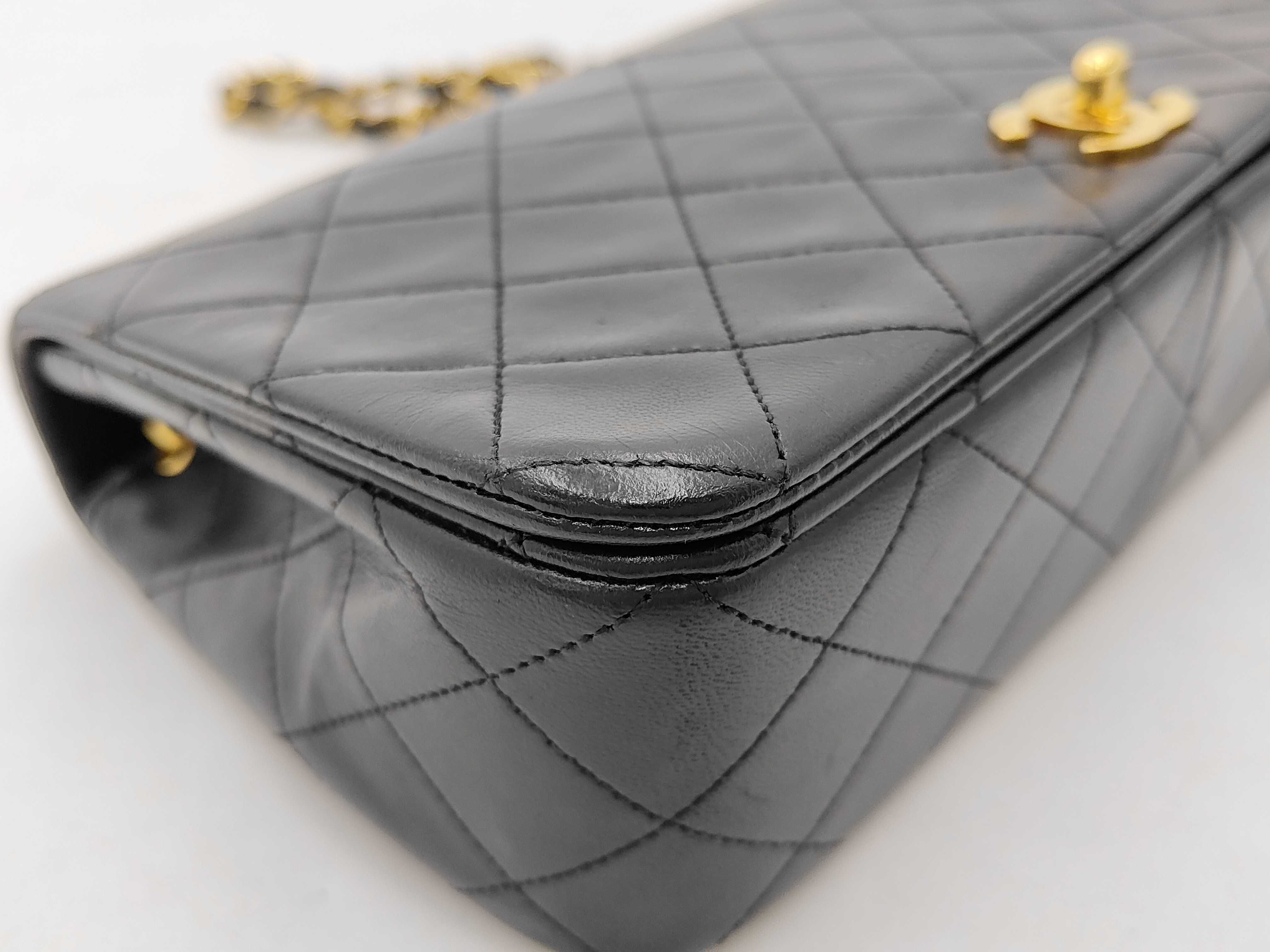 Matelassé 23 Full Flap Lambskin Chain Shoulder Bag with Gold Hardware, Card and Seal Set #1, A03568, Black Shoulder Bag — view 4