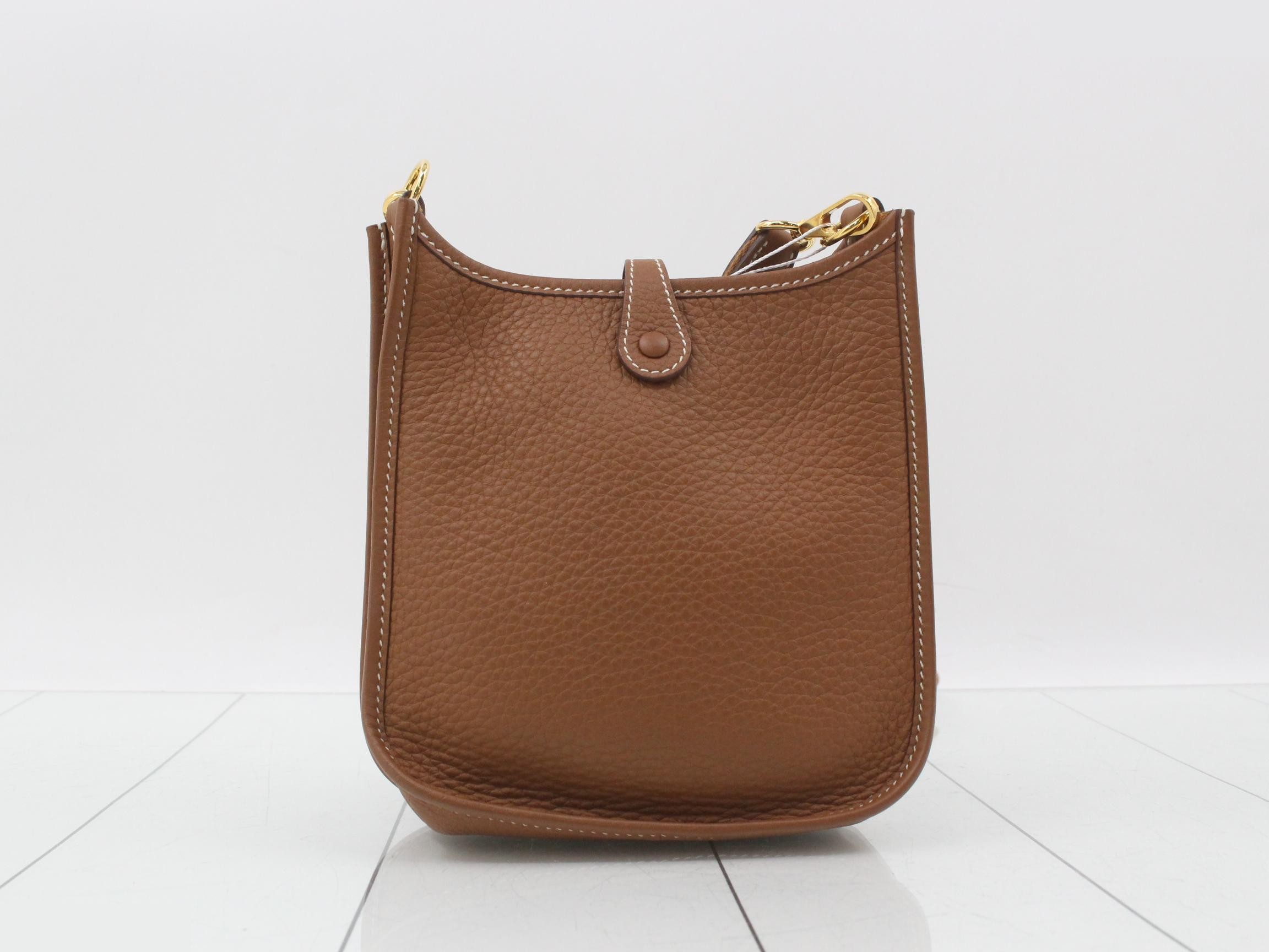 Evelyn TPM Leather Shoulder Bag, W Stamp, Brown — view 2