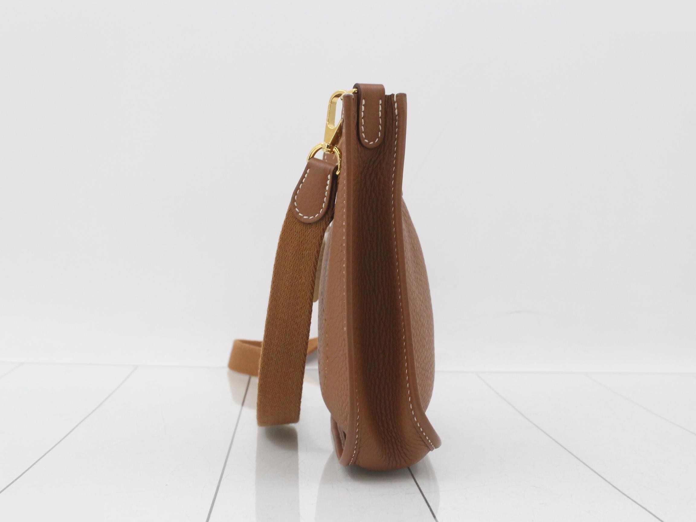 Evelyn TPM Leather Shoulder Bag, W Stamp, Brown — view 3